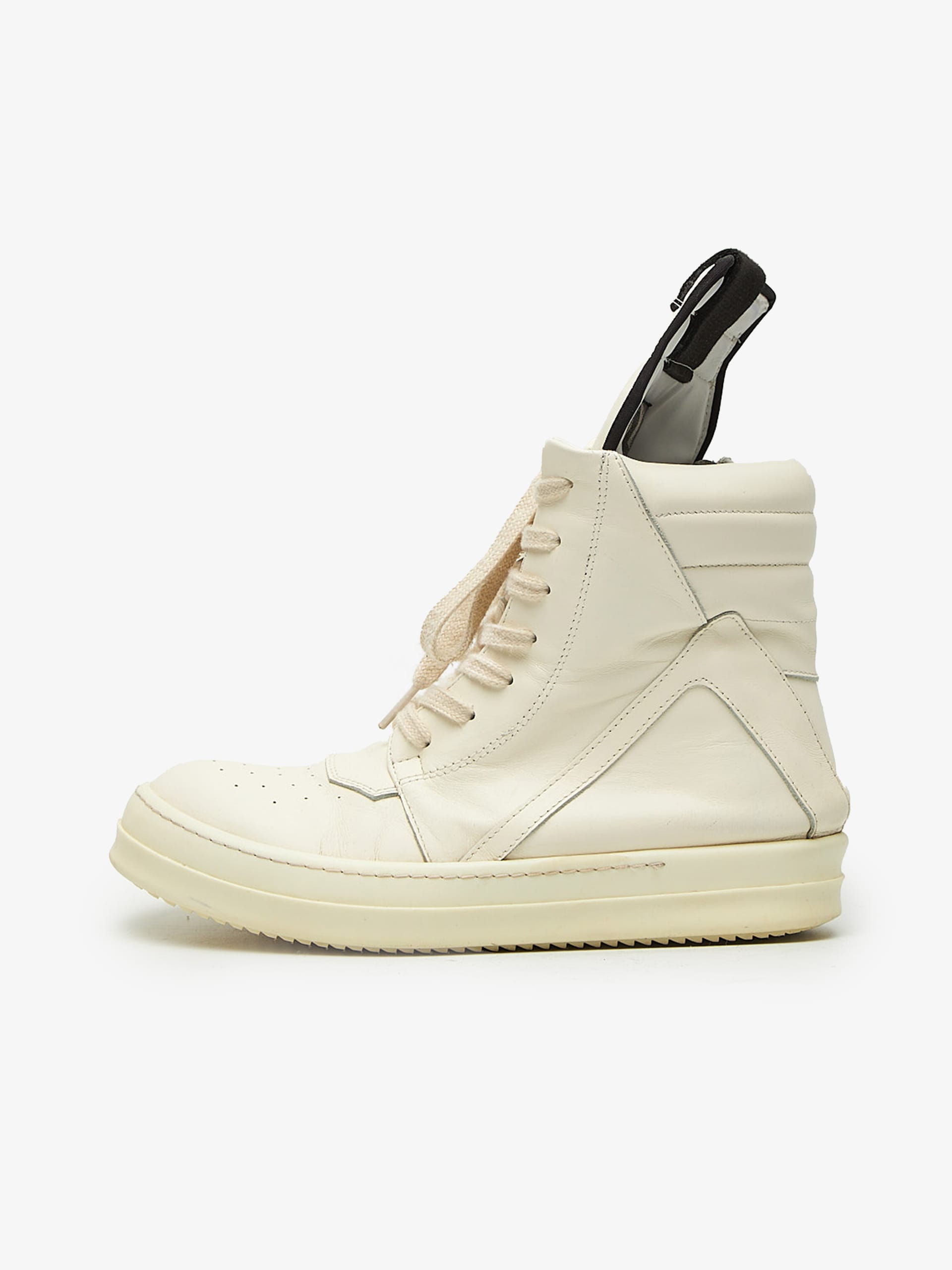 Rick Owens Milk Leather Geobasket Sneakers