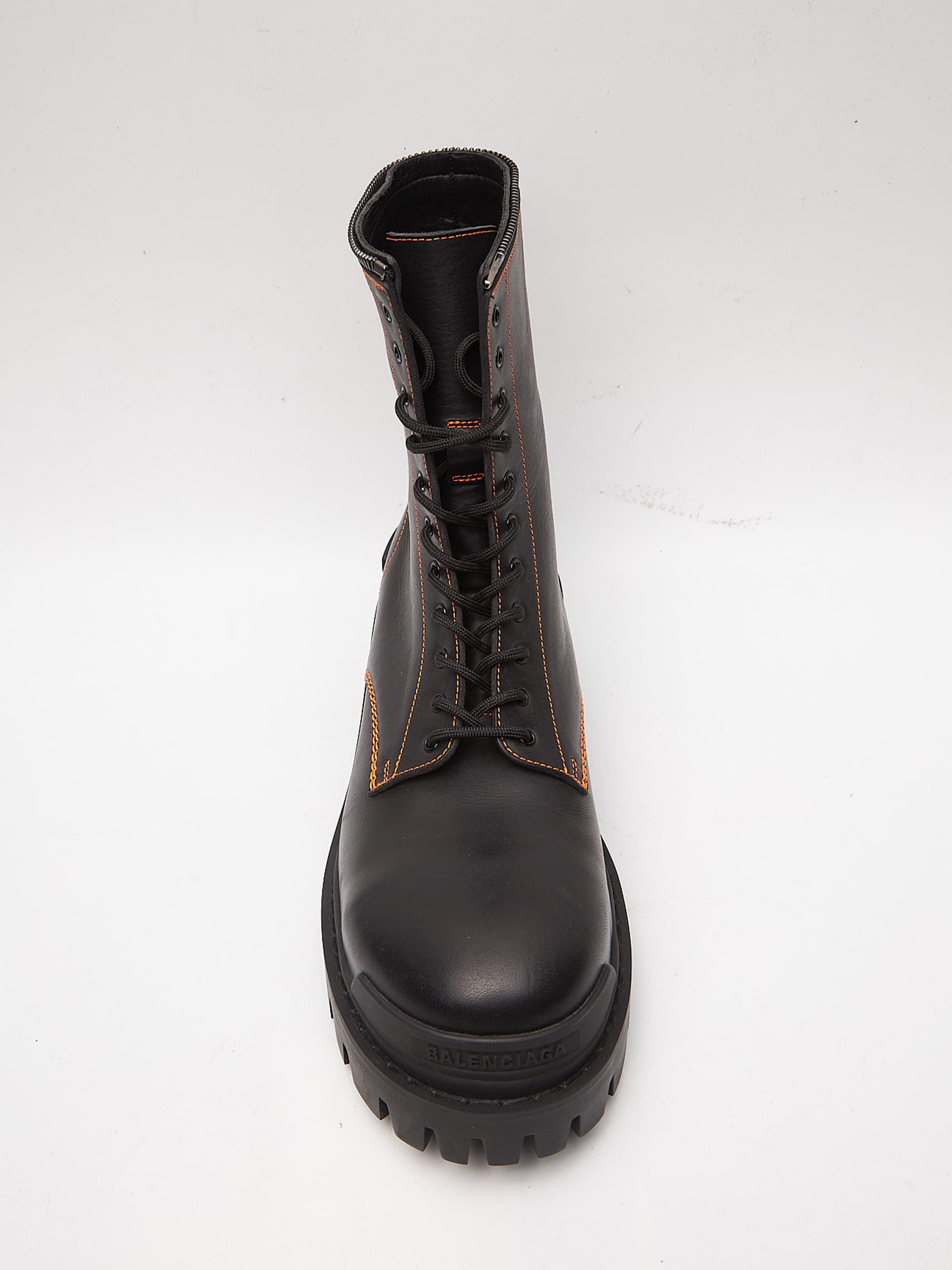 Balenciaga Black Orange Stitch Master Strike Boots