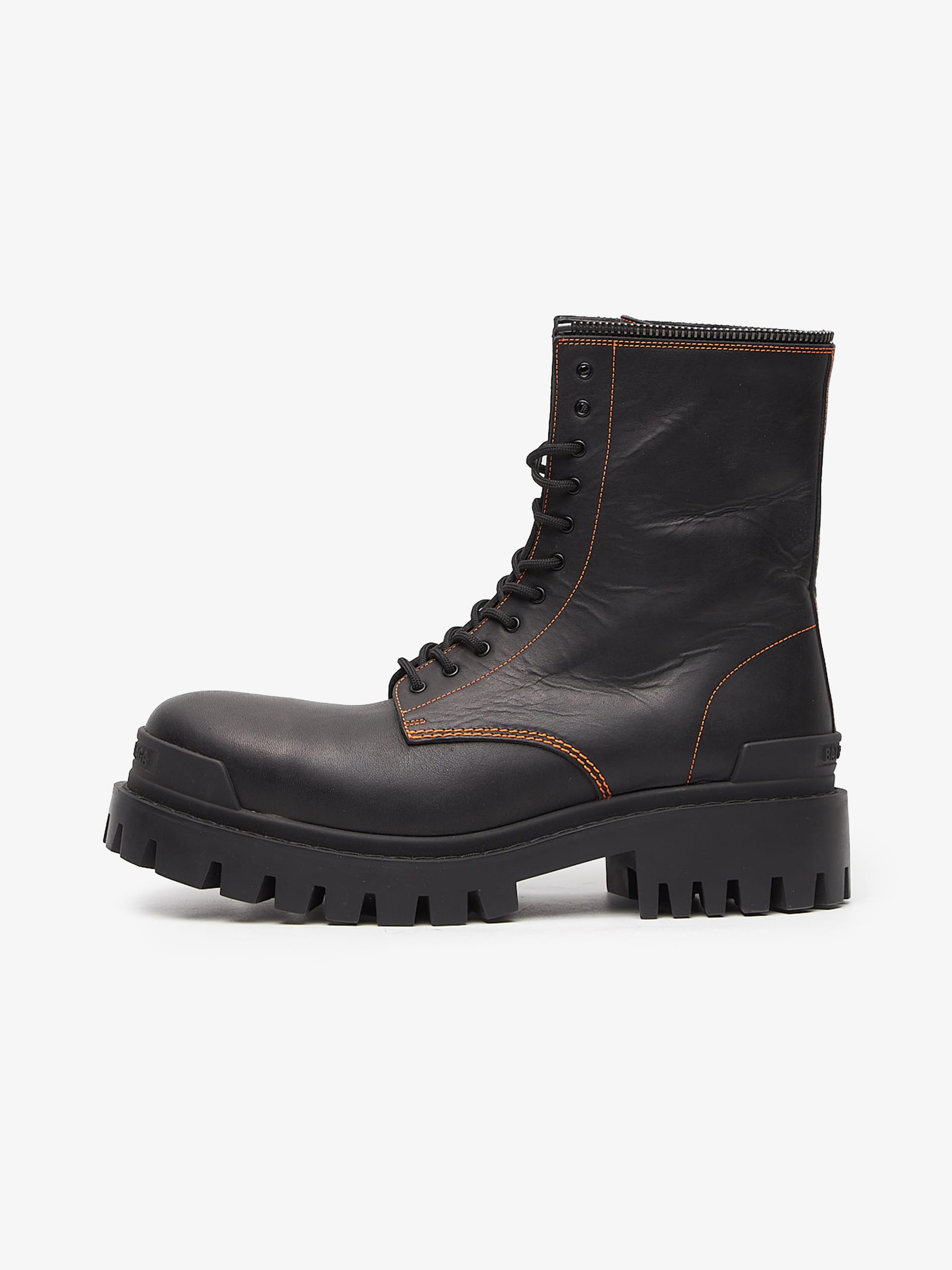 Balenciaga Black Orange Stitch Master Strike Boots