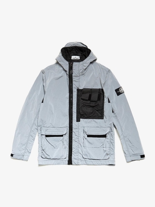 Stone Island Gray Reflective Colorblock Zipped Jacket