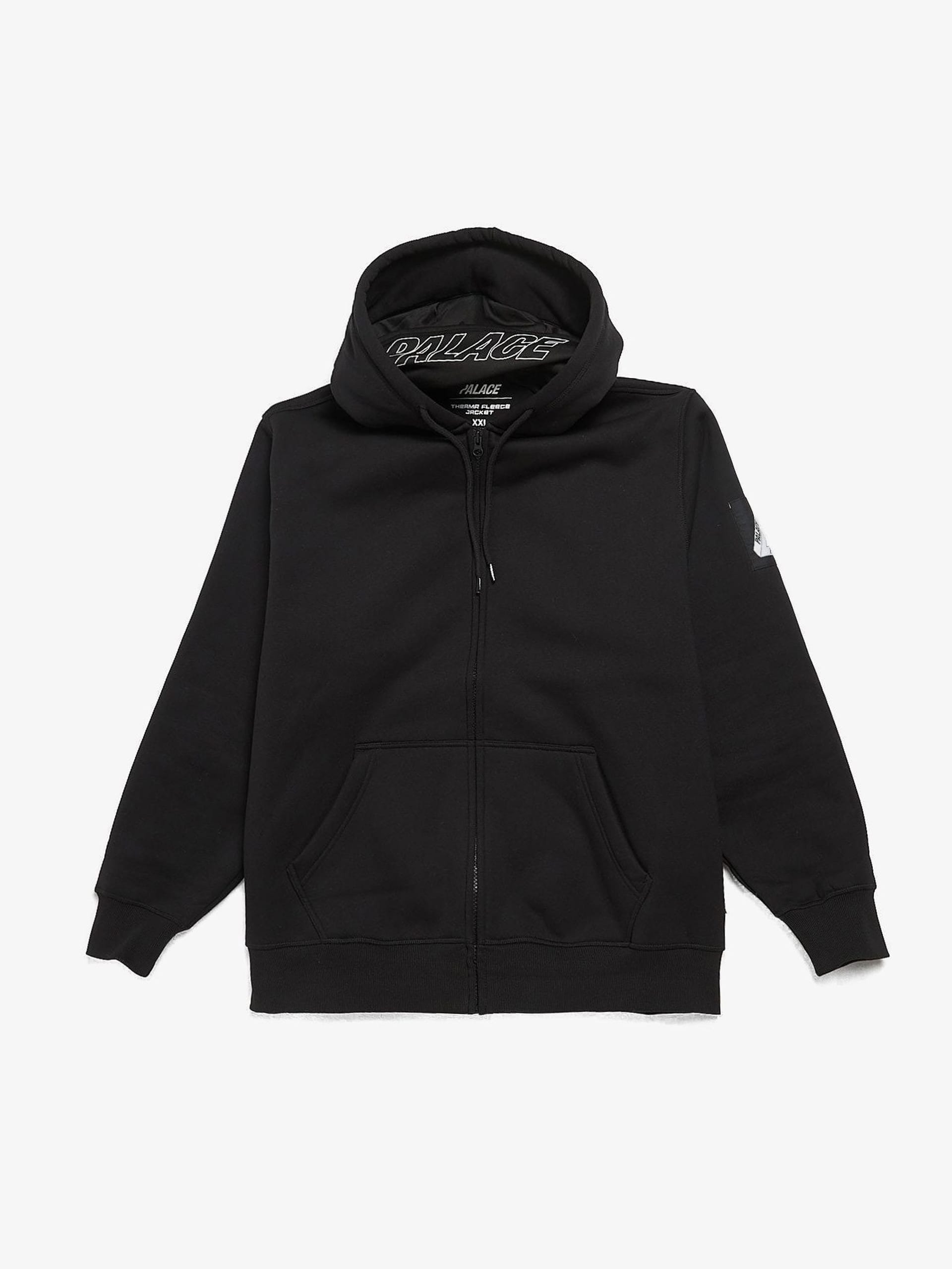 Palace Black Therma Fleece Zipped Cotton Hoodie