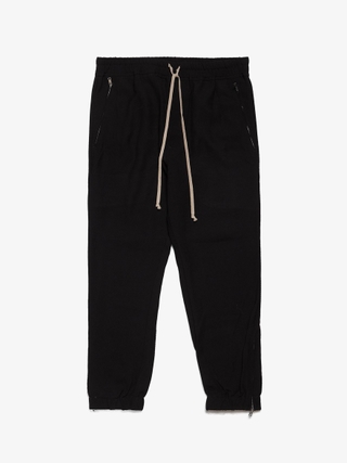 Rick Owens Black Zipped Hem Wool Blend Sweatpants