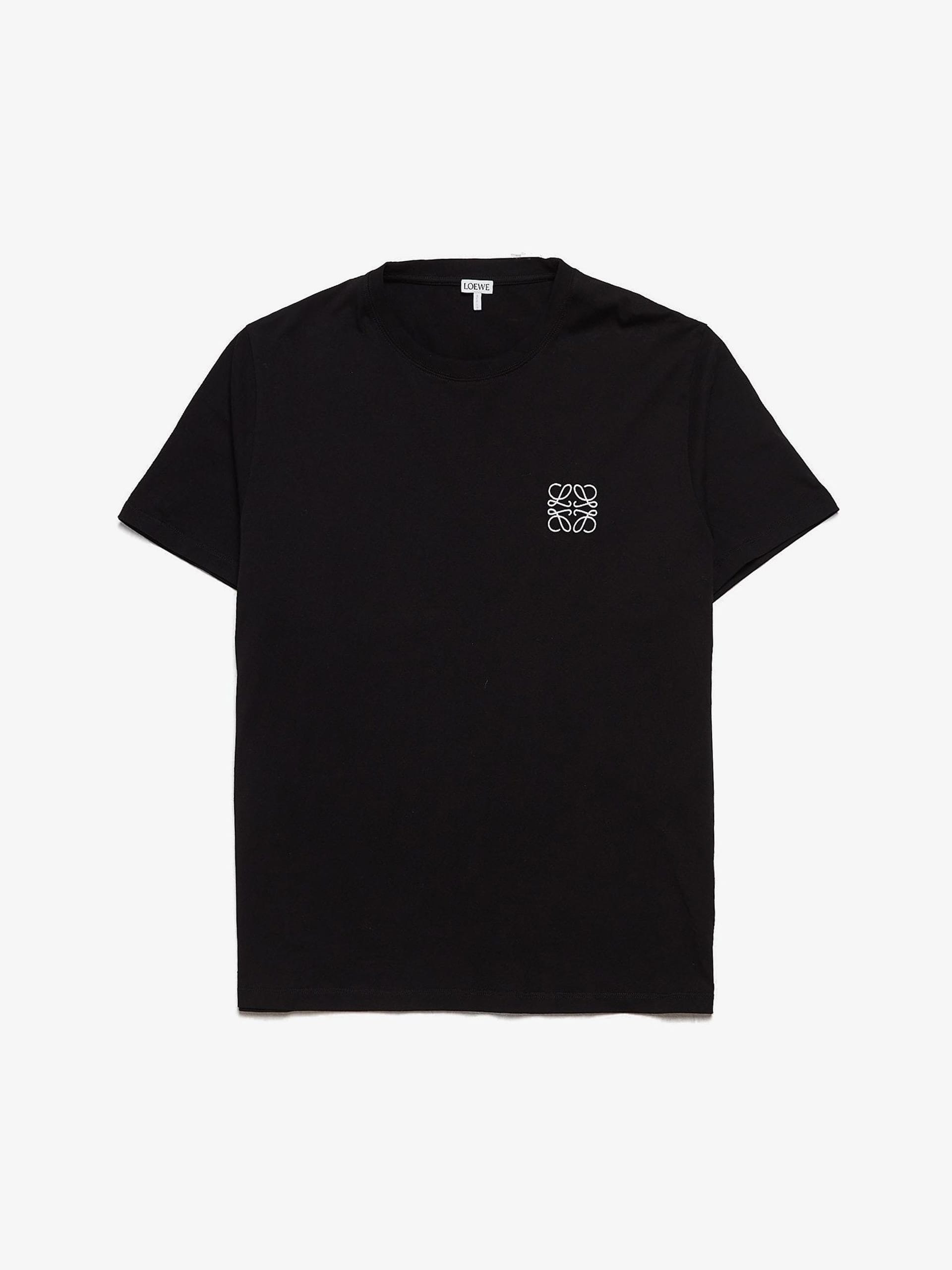 Loewe Black Geometric Logo Embroidered Cotton T Shirt