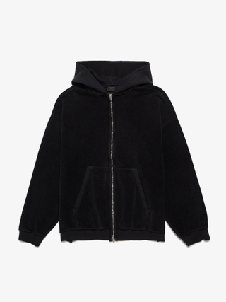 Balenciaga Faded Black Scarf Zipped Cotton Hoodie