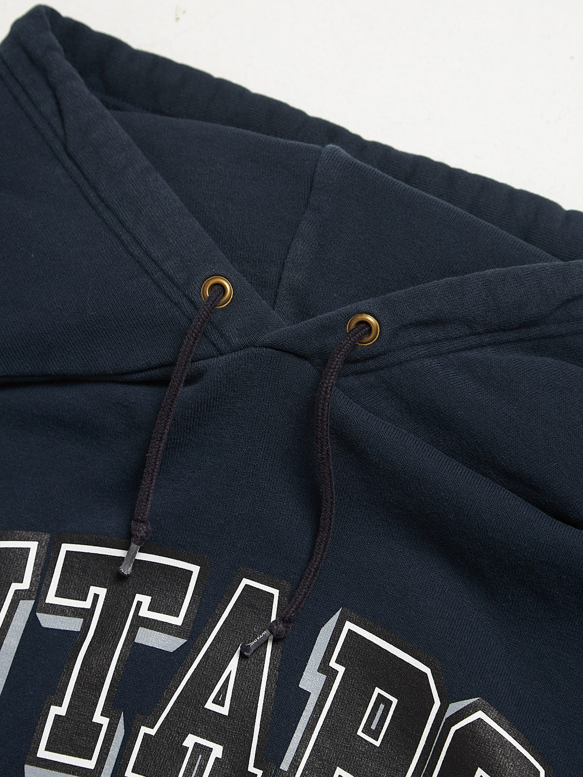 Wtaps Navy Logo Printed Cotton Blend Hoodie