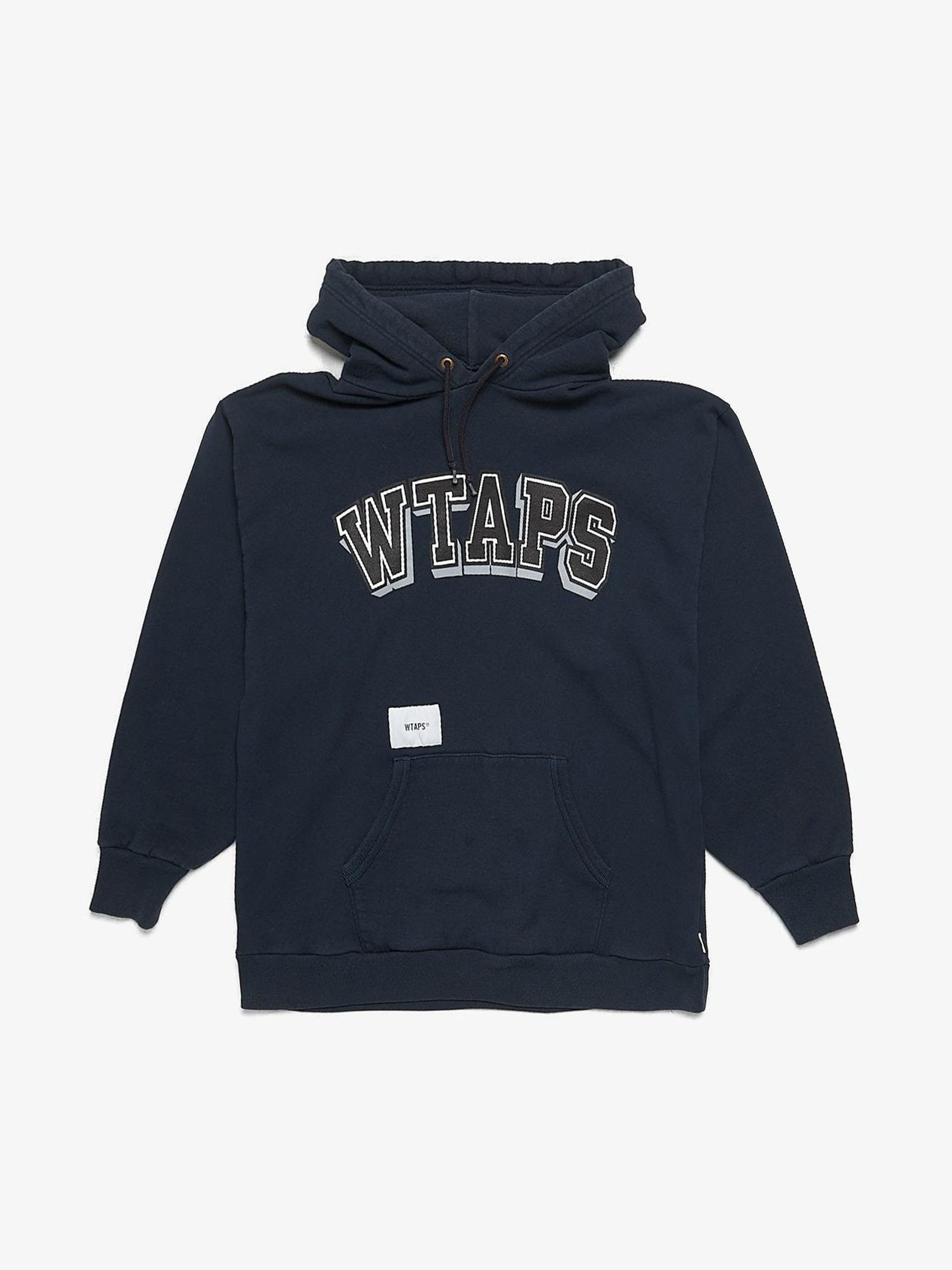Wtaps Navy Logo Printed Cotton Blend Hoodie