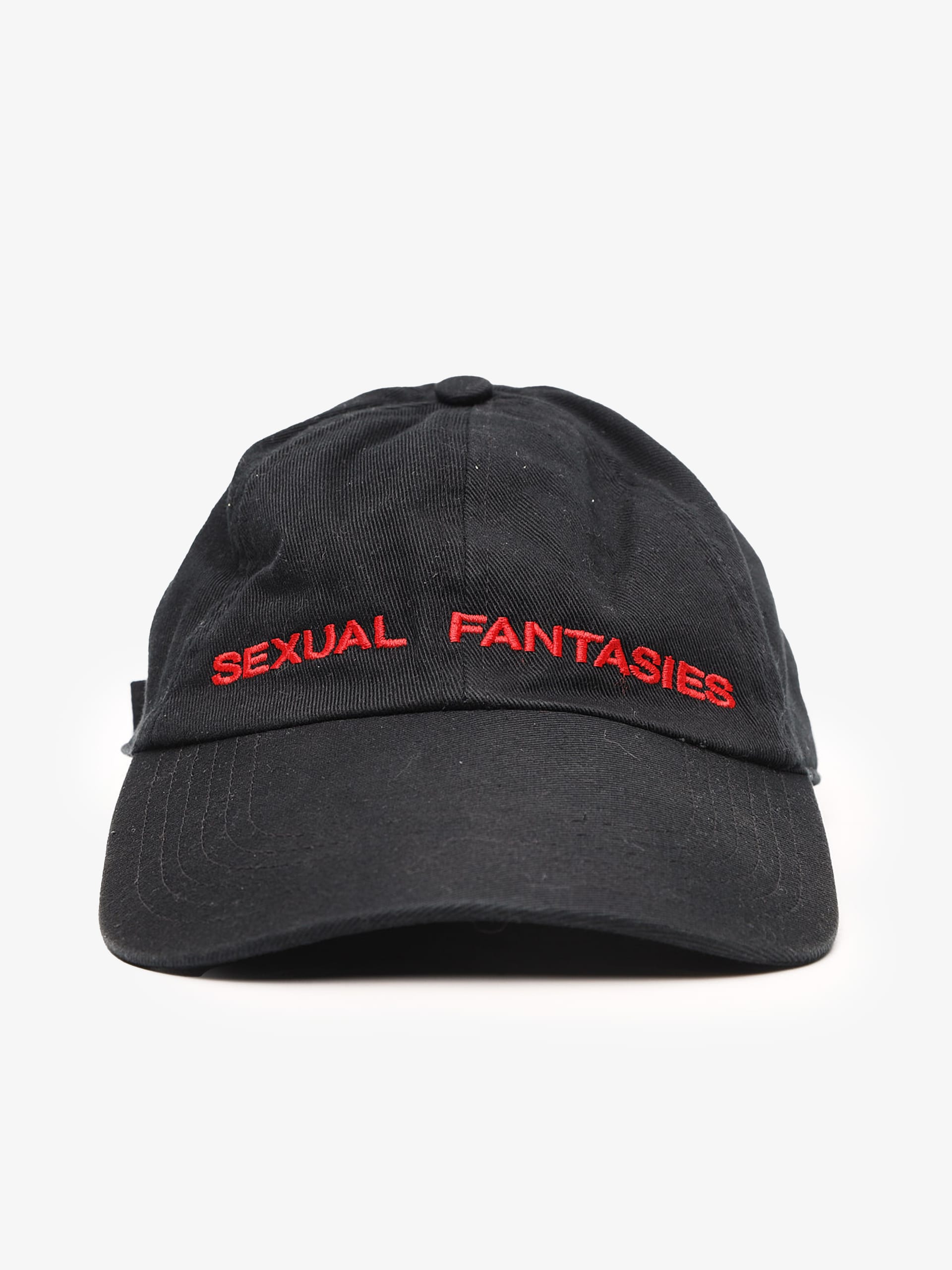 Vetements Black Sexual Fantasies Embroidered Cotton Cap