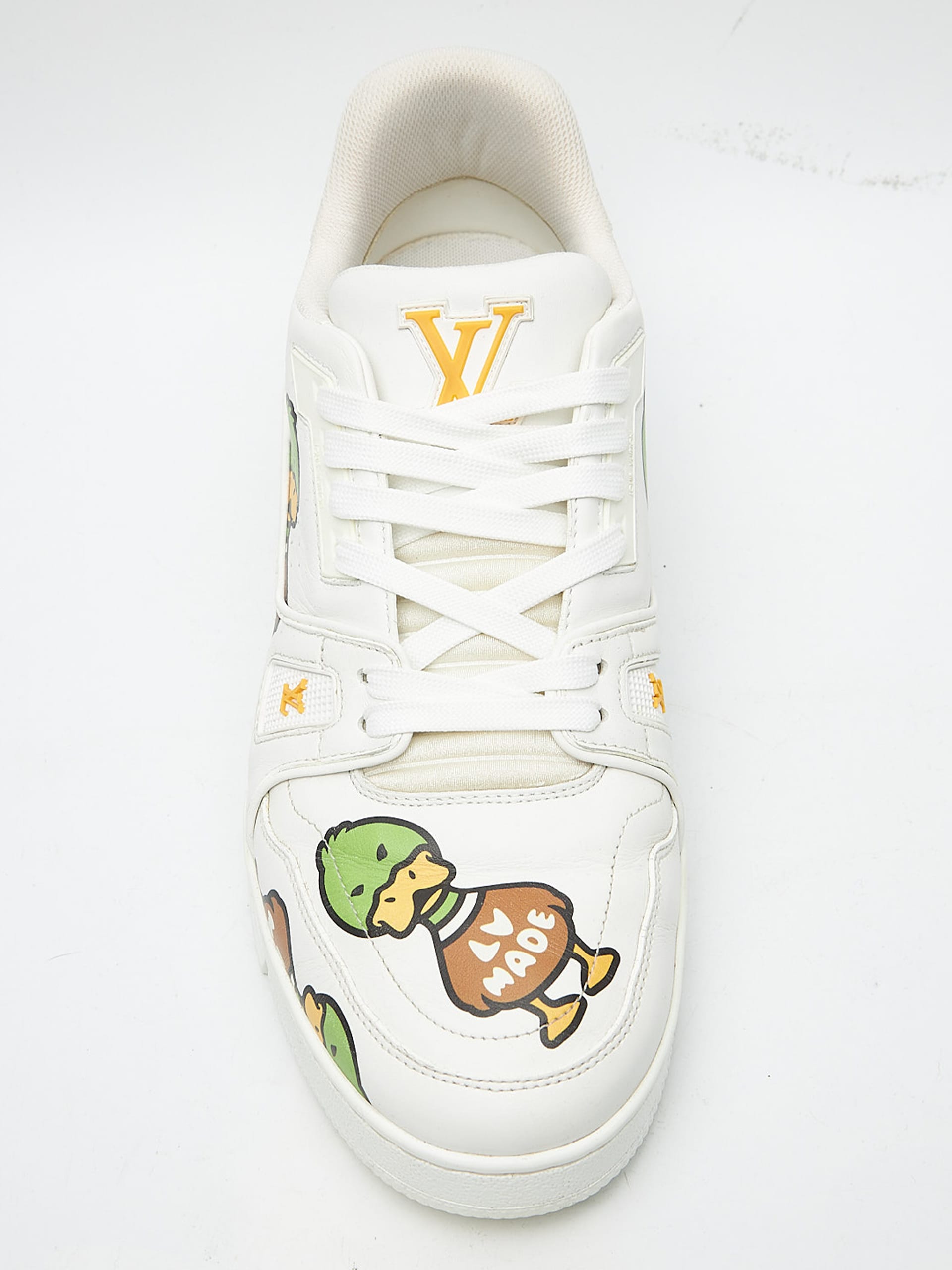 Louis Vuitton White Ducks Printed Trainer Sneakers fits 43 5