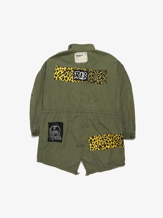 M-65 fishtailparka エラー品 R13 Olive M65 Repurposed Patched Punk Fishtail Parka