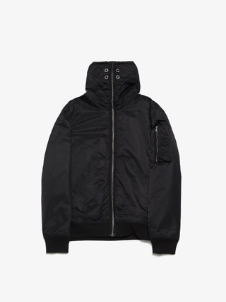 Rick Owens Drkshdw Black Nylon Gimp Hooded Bomber Jacket