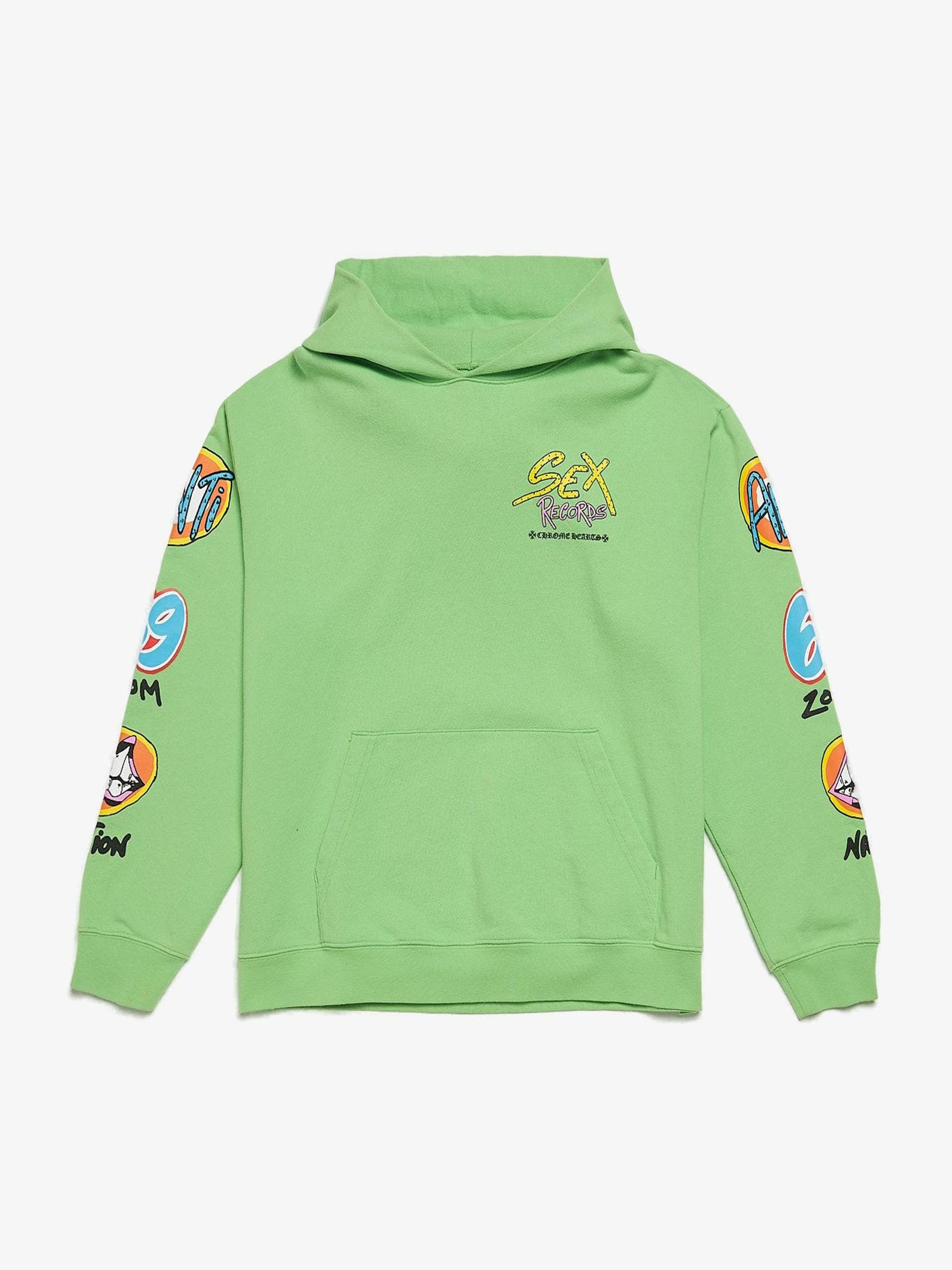 Chrome Hearts Green Sex Records Printed Cotton Hoodie