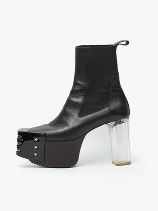 Rick Owens Black Kiss Heel Leather Boots