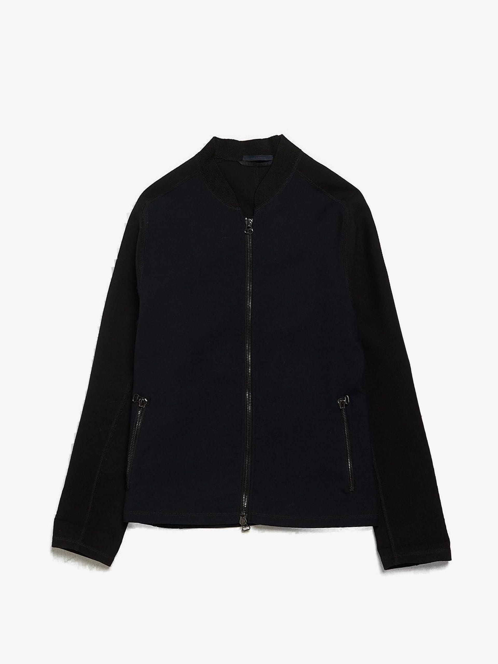 Lanvin Navy and Black Colorblock Wool Bomber Jacket