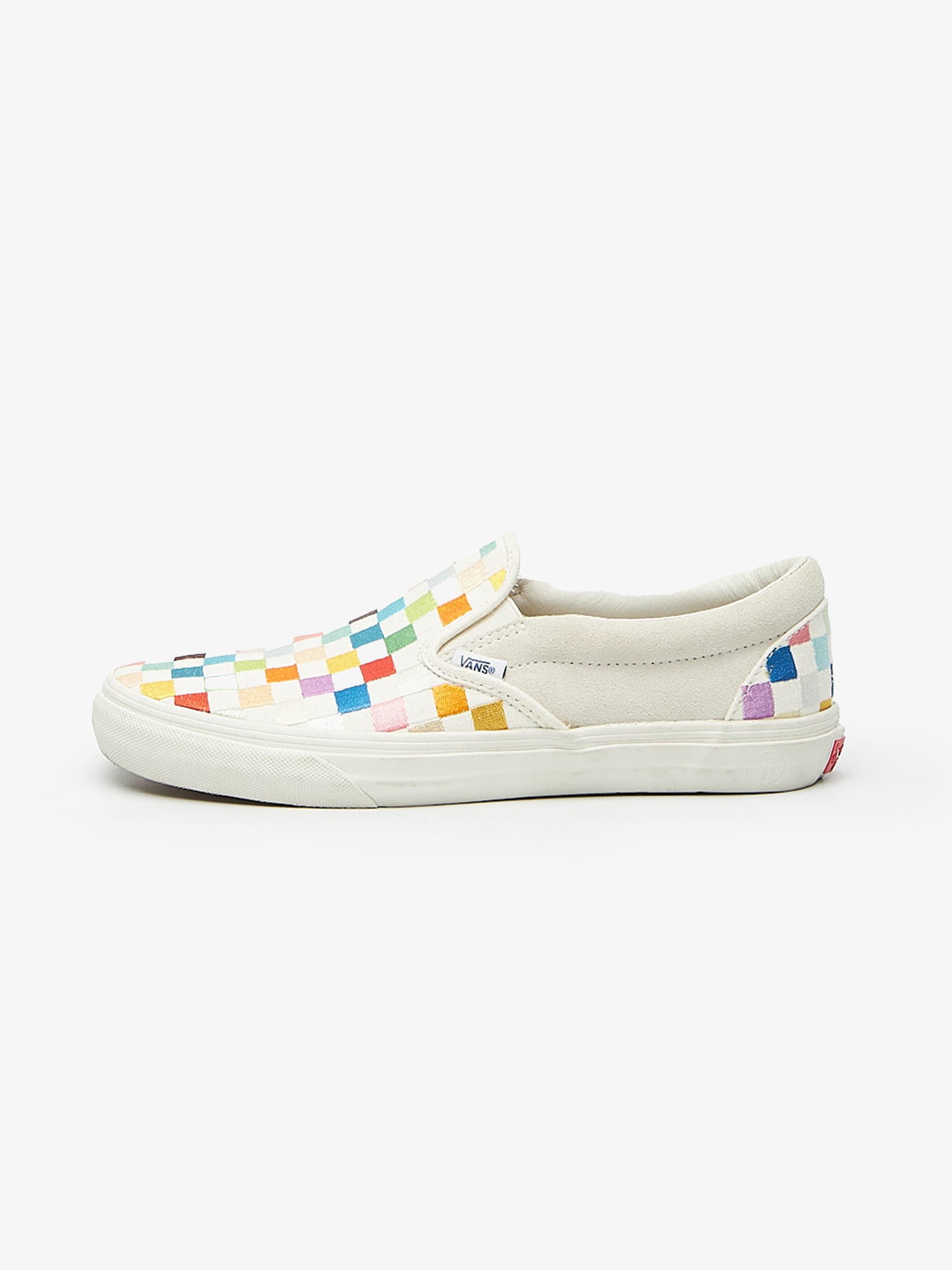 White on white vans checkered discount