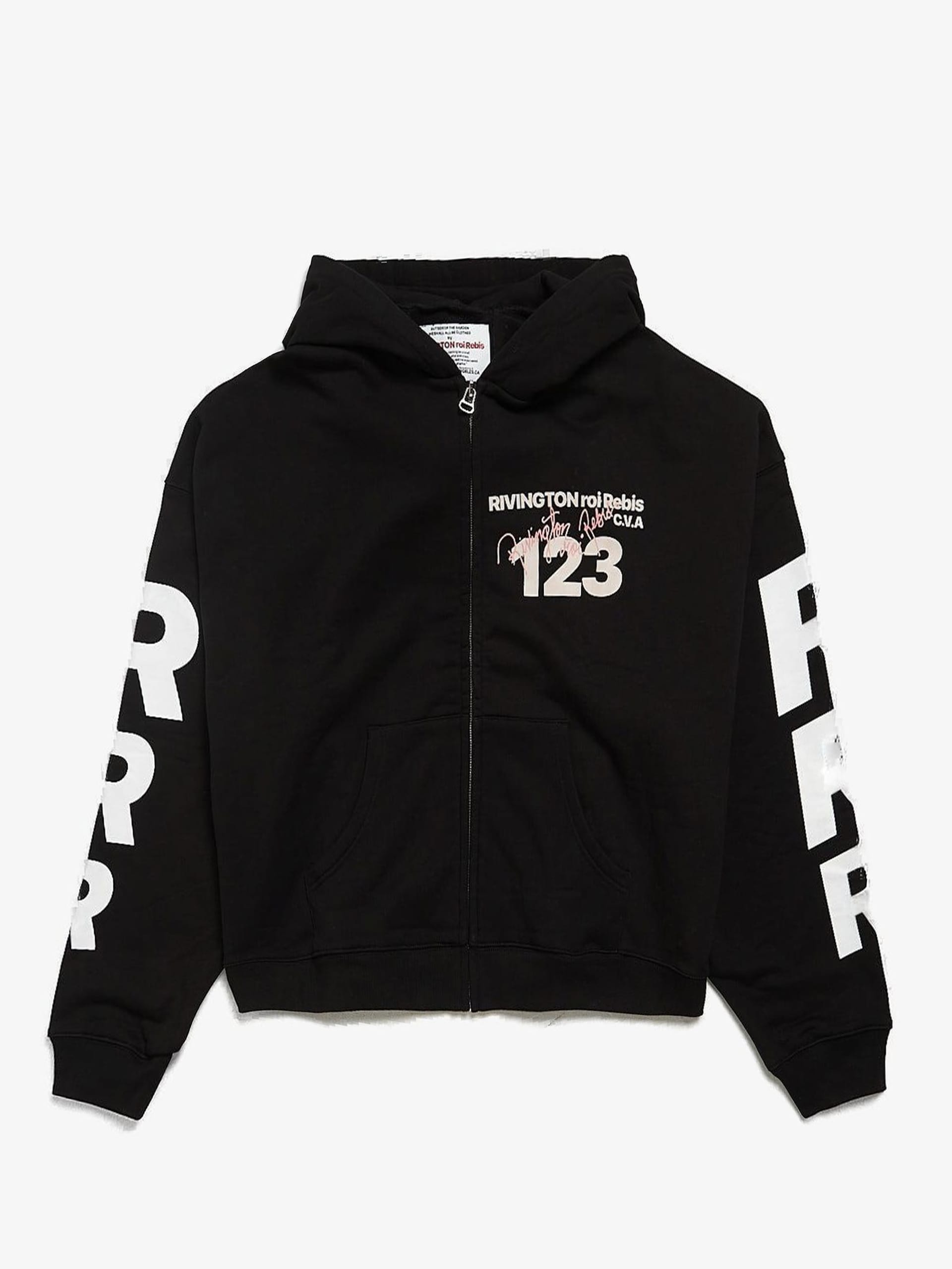 Other Rivington Roi Rebis Black Printed Zipped Cotton Hoodie