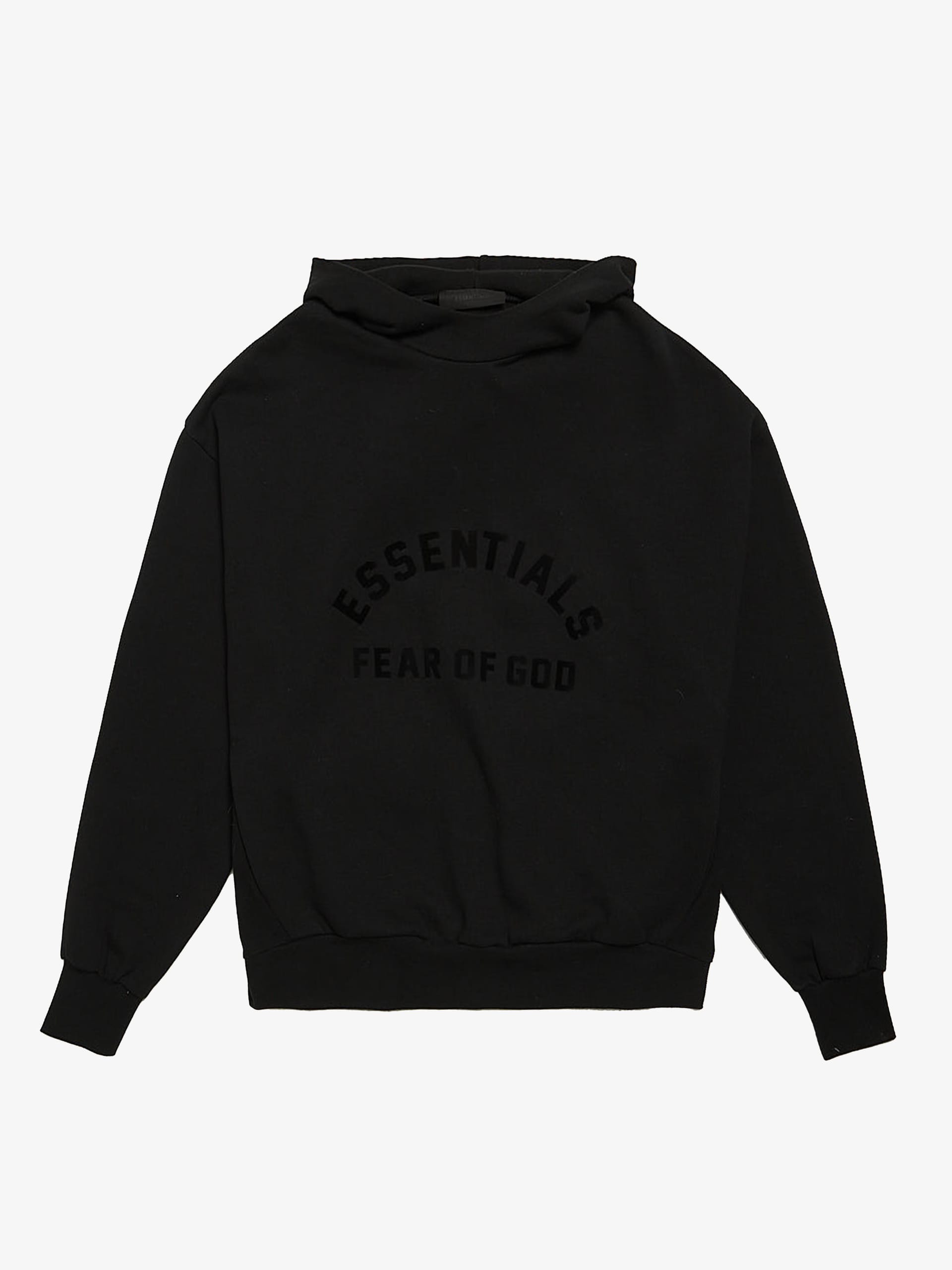 Fear of God Essentials Black Logo Printed Cotton Hoodie