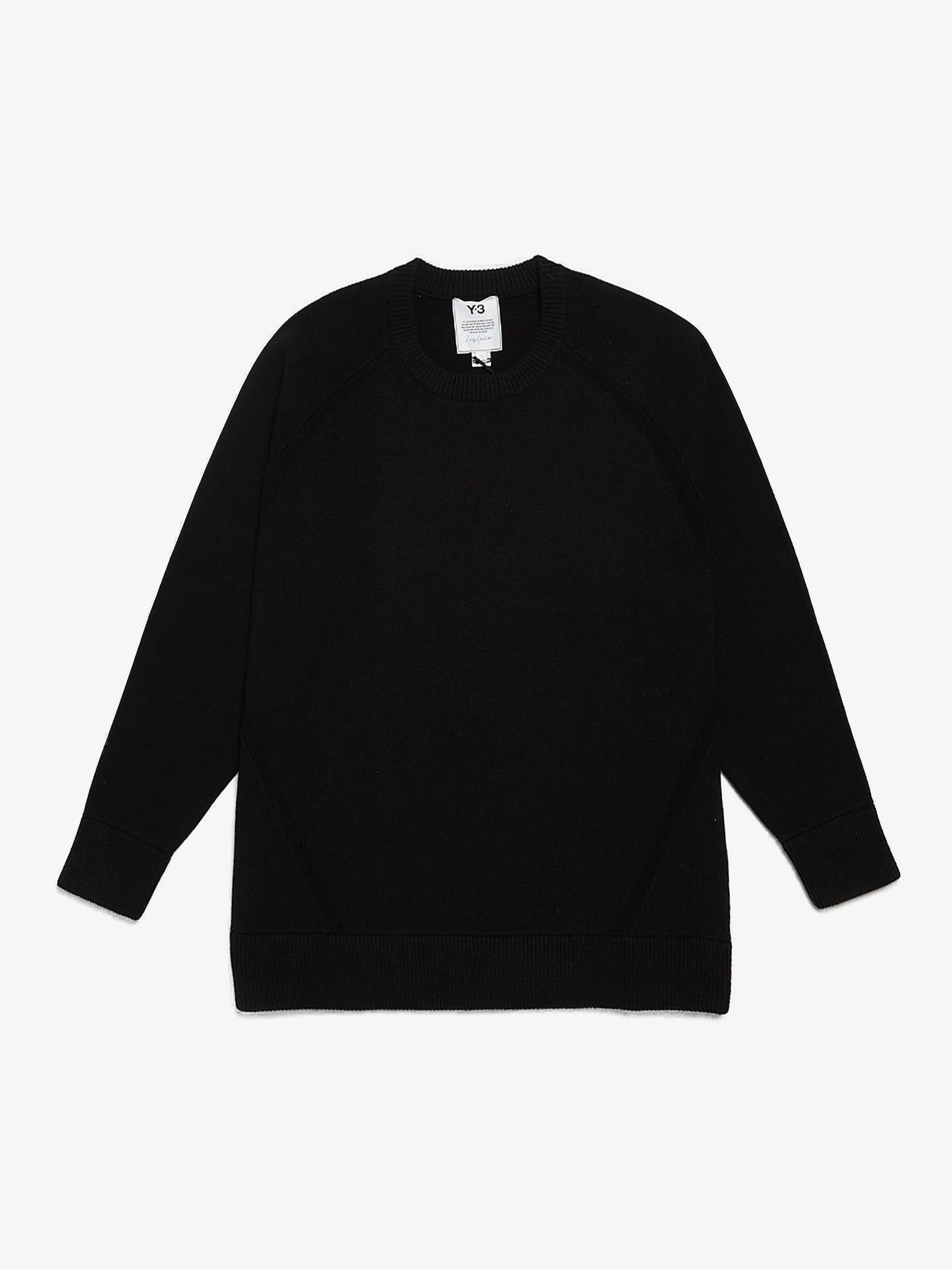 Y 3 Black Back Logo Knitted Wool Blend Sweater