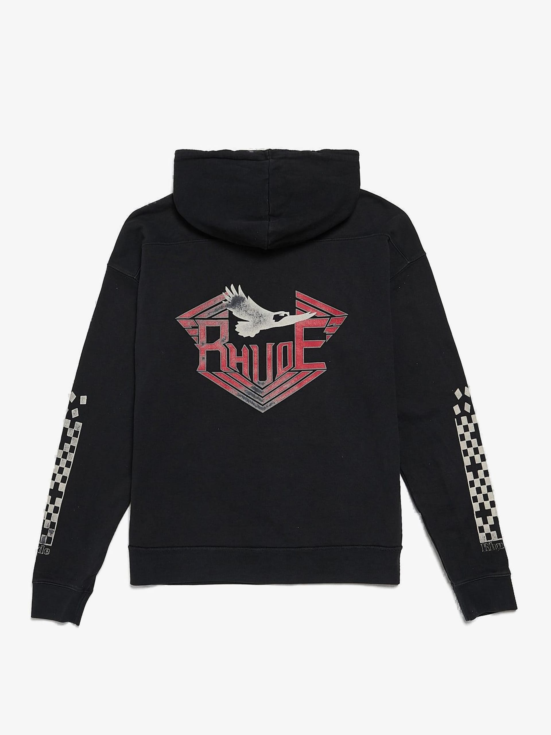 Rhude Black Cotton Faded Malibu Sleeve Printed Hoodie