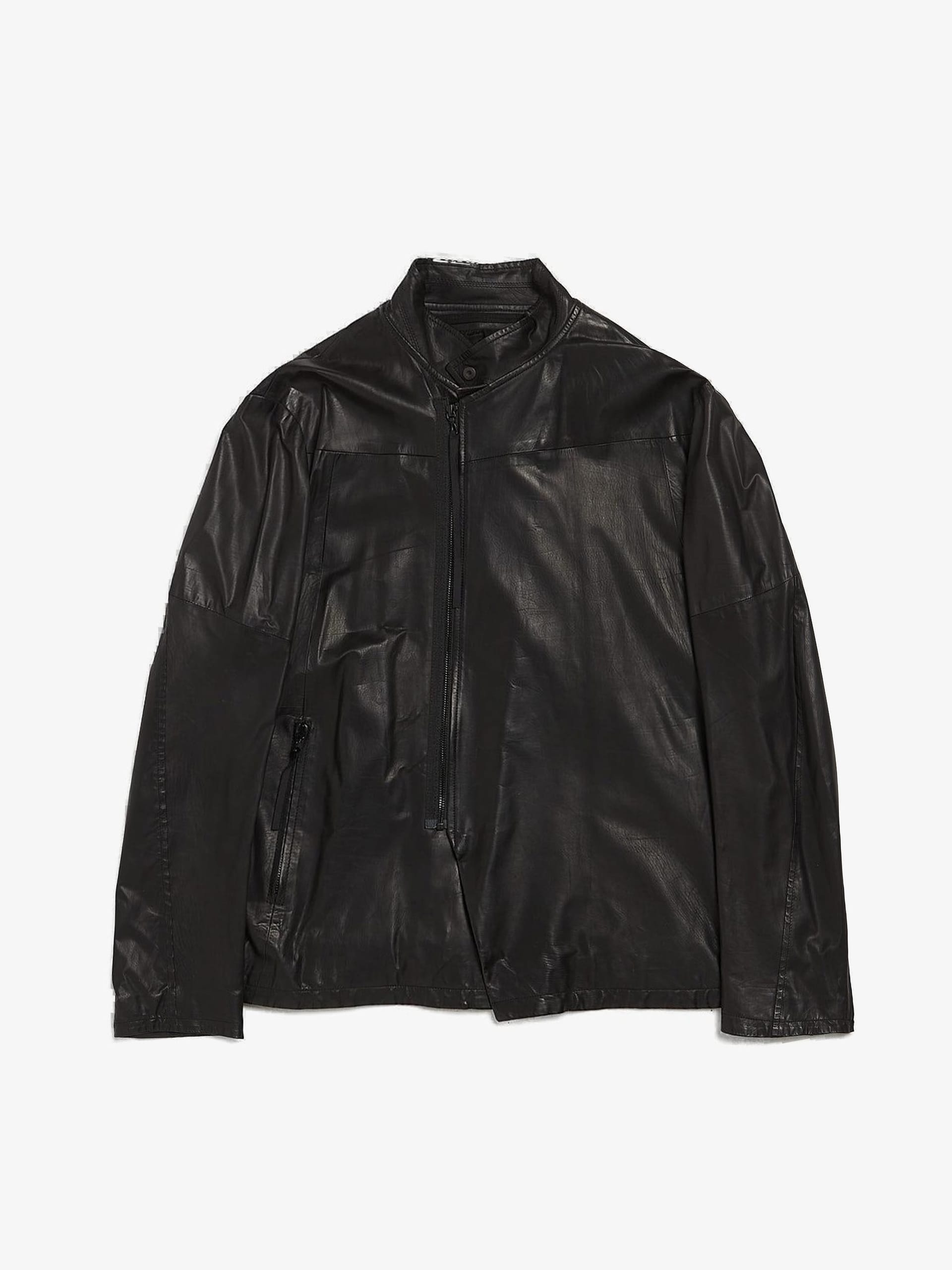 Julius Black Calf Skin Zipped Leather Jacket