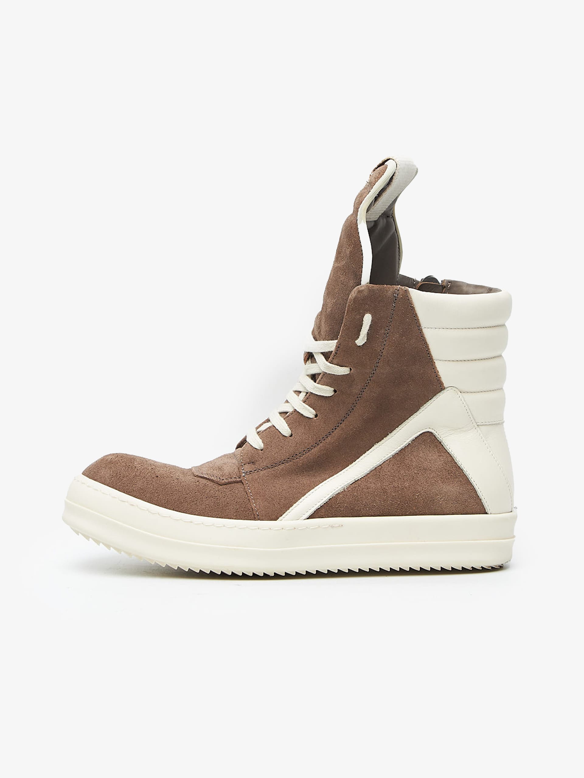 Rick Owens Dust and Milk Geobasket Suede Sneakers