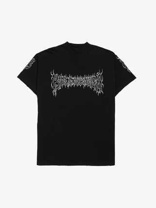 Balenciaga Distressed Unisex Gothic Logo Printed Cotton T-shirt