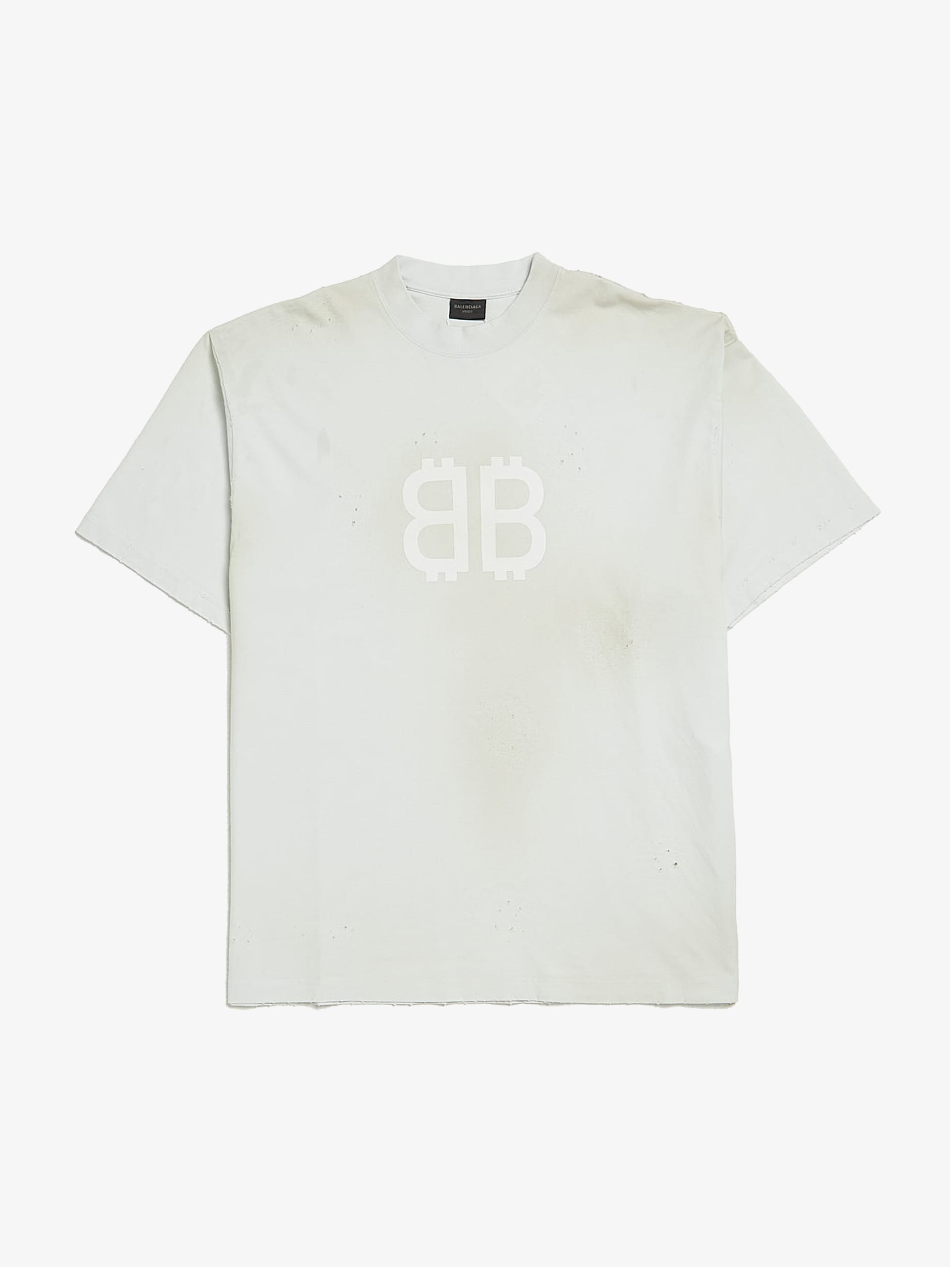 Balenciaga Washed Distressed Unisex Bitcoin Logo Printed Cotton T-shirt  BALENCIAGA ビットコインロゴ Tシャツ