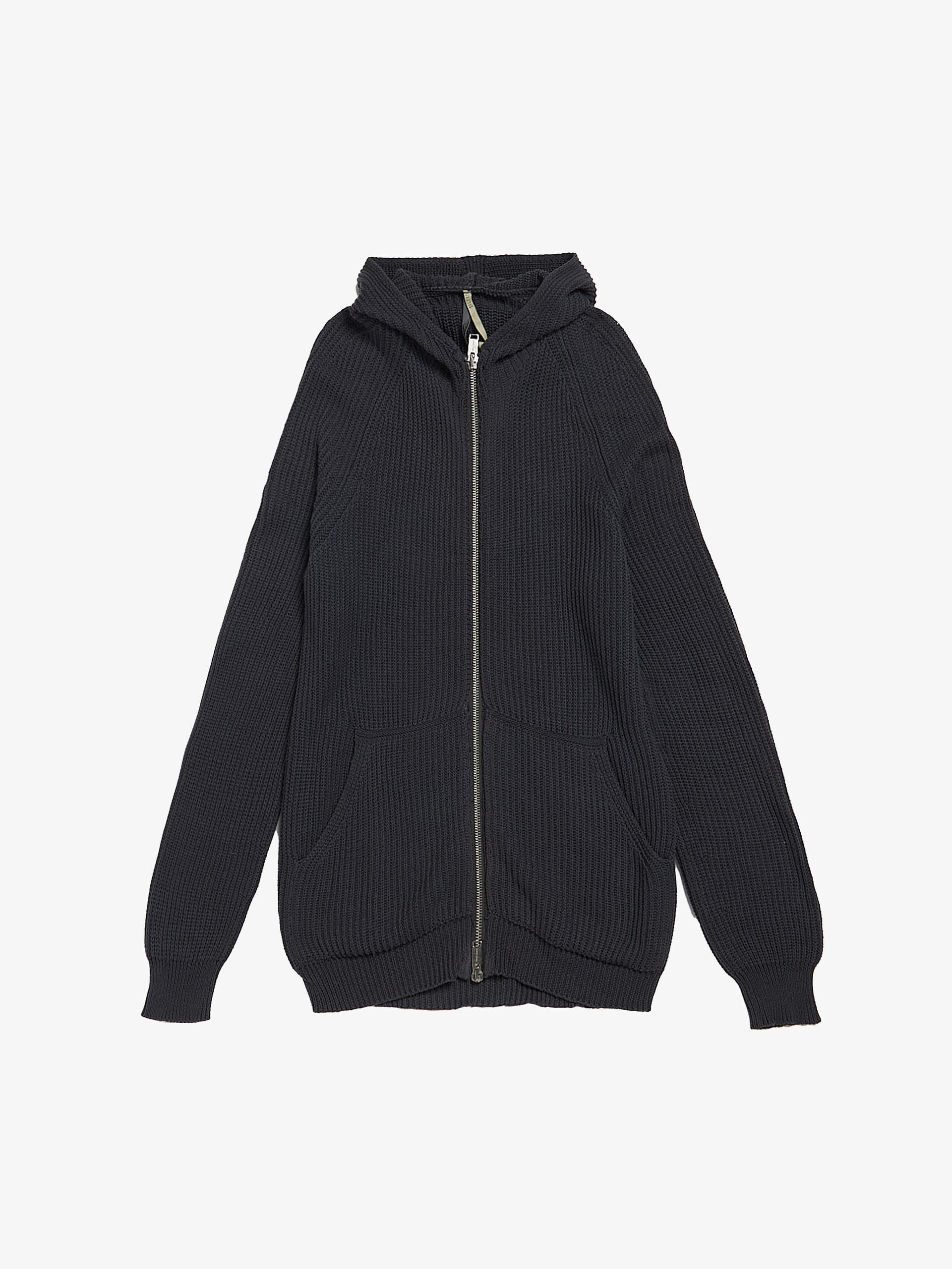 Damir Doma Dark Blue Knitted Zipped Cotton Hoodie