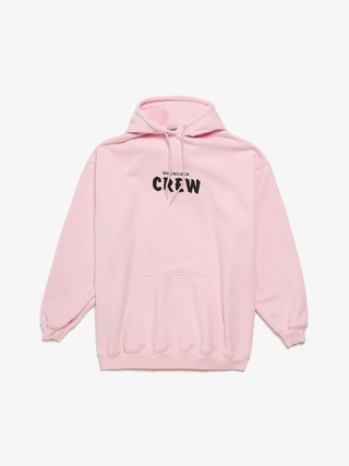 Balenciaga Pink Balenciaga Crew Printed Cotto Hoodie