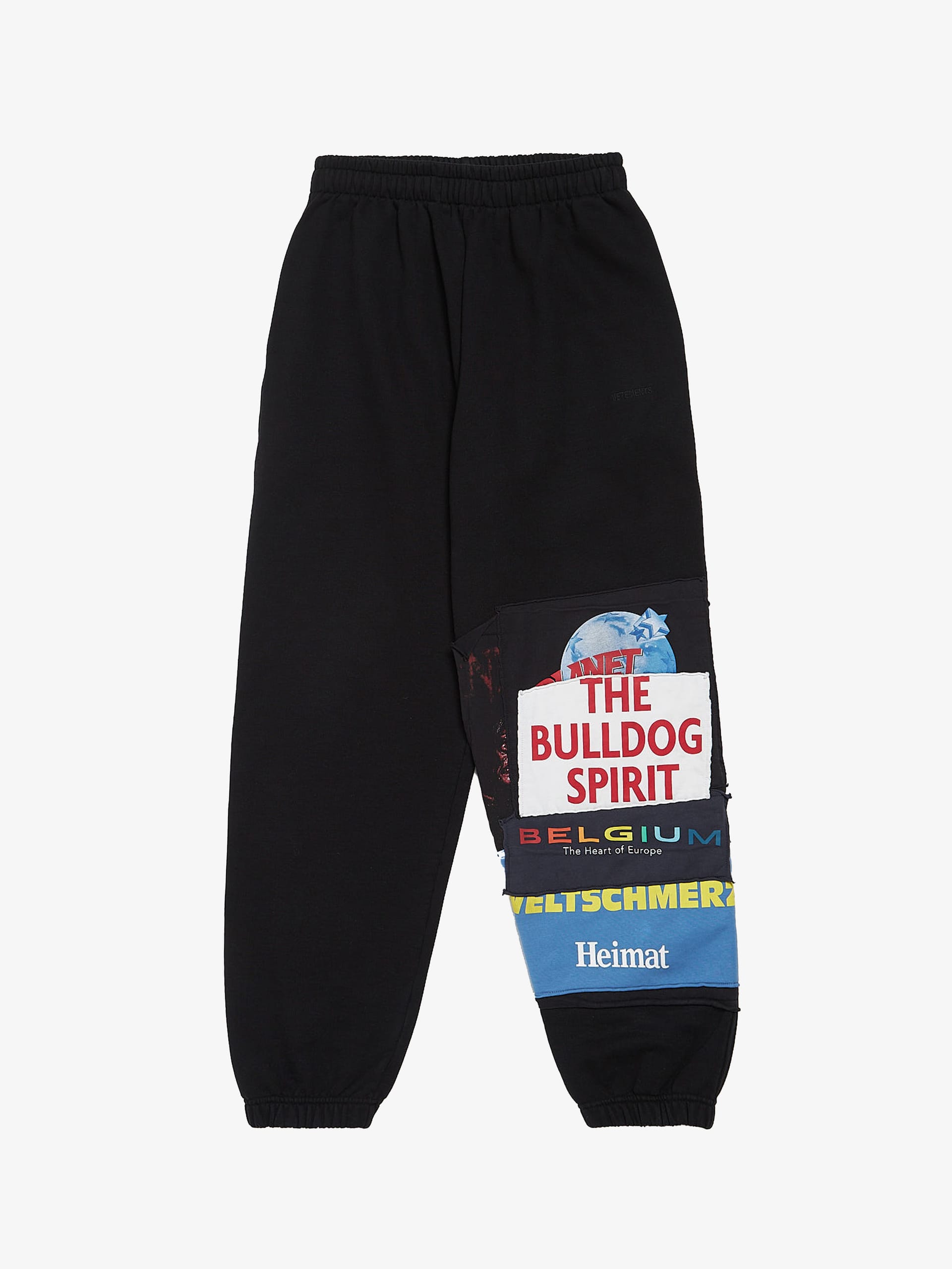 Vetements patchwork sweatpants in black bulldog sale