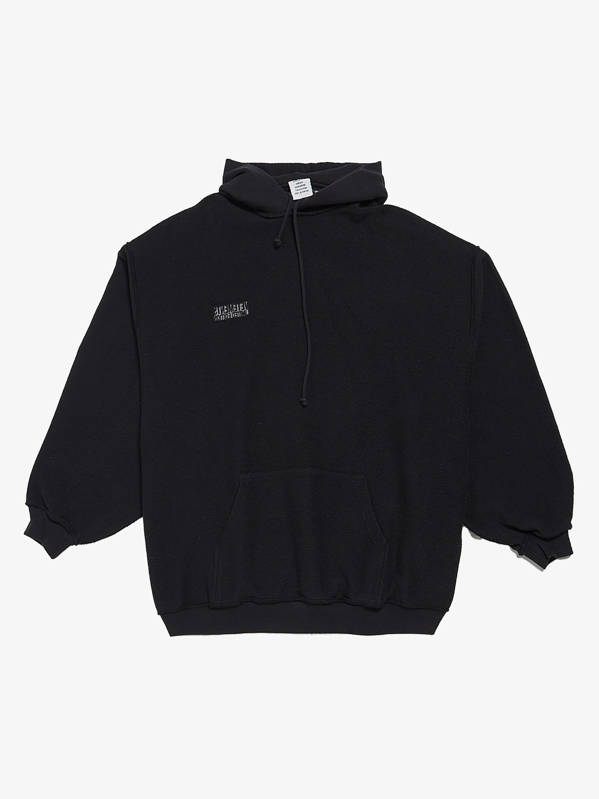 Vetements Black Inside Out Logo Embossed Cotton Blend Hoodie