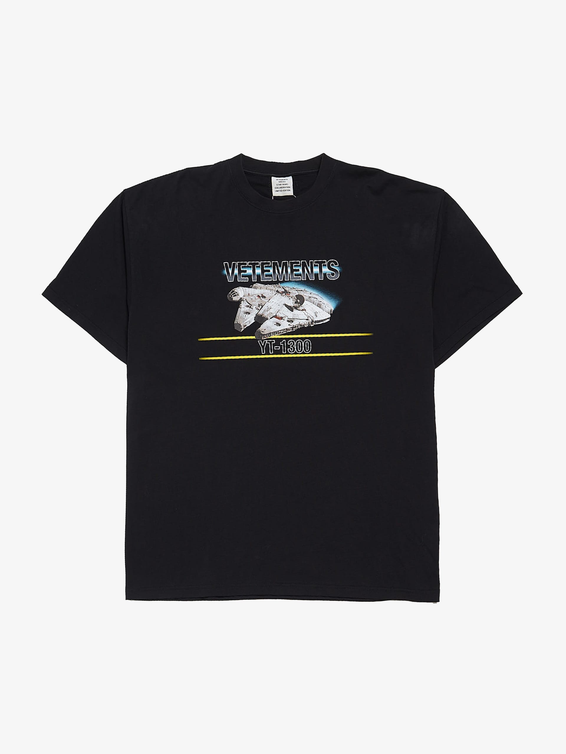 Vetements Black Star Wars YT 1300 Printed Cotton T Shirt