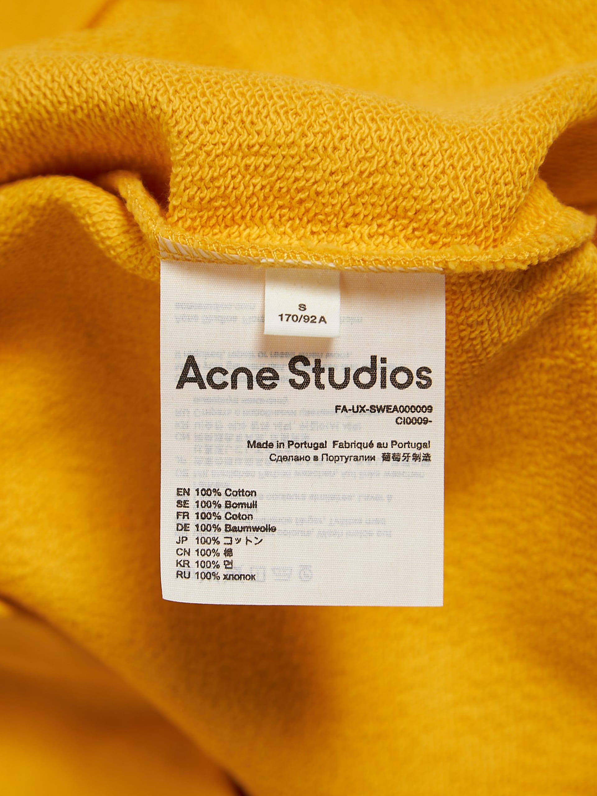 Acne Studios Yellow Logo Patched Cotton Hoodie