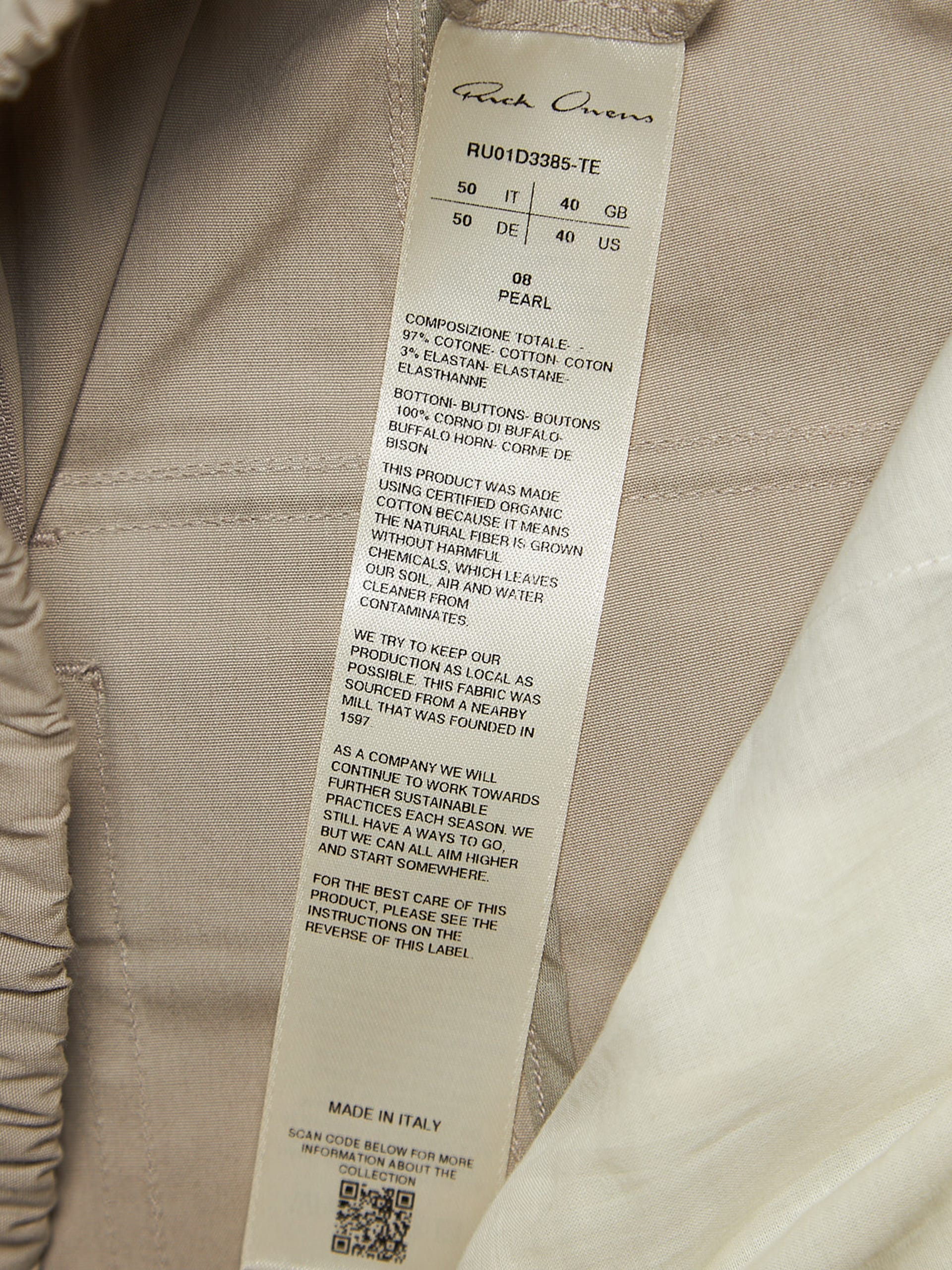 Rick Owens Beige Long Cotton Cargo Shorts