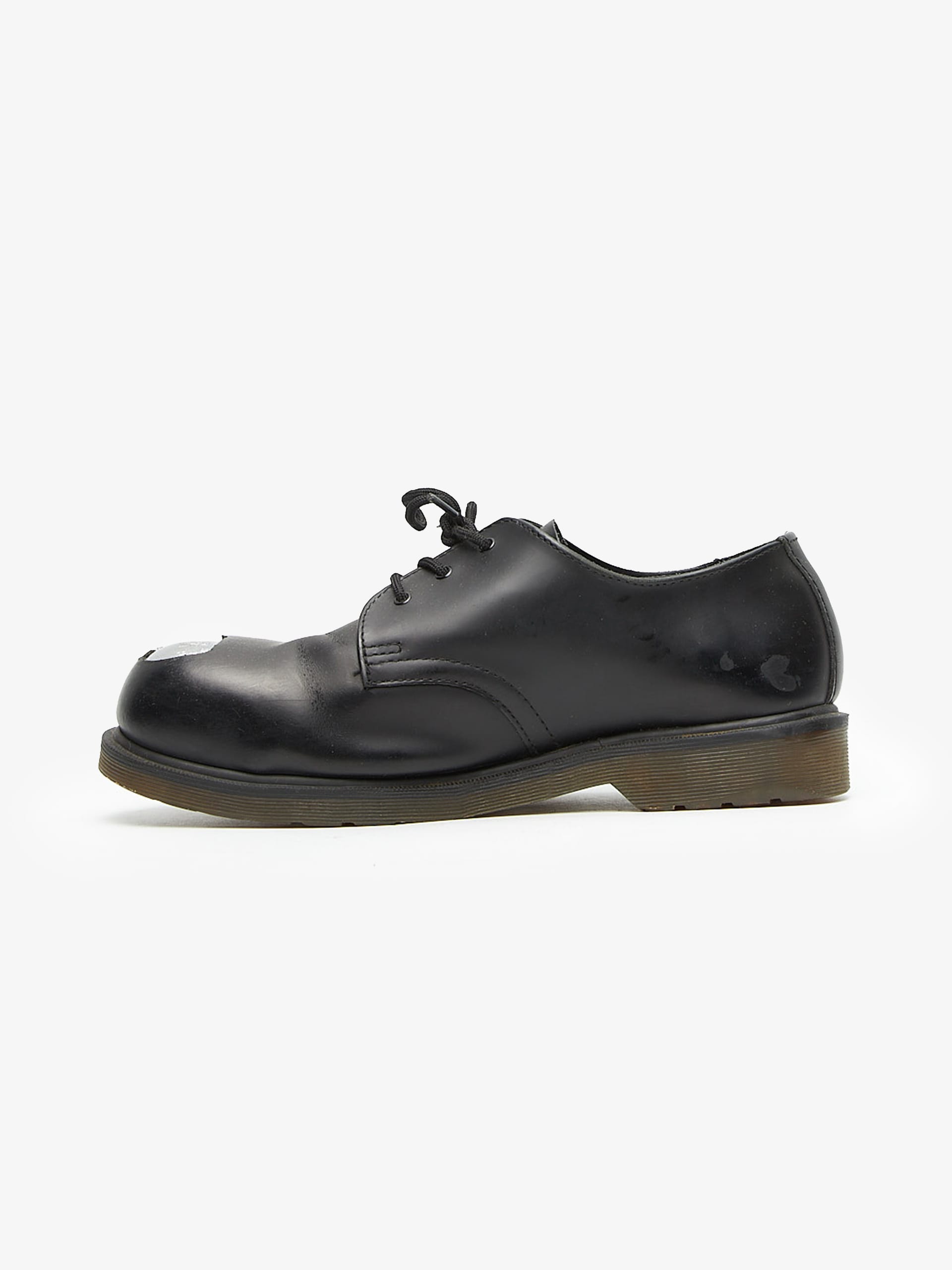 Raf Simons Black Metal Toe Leather Derby Shoes