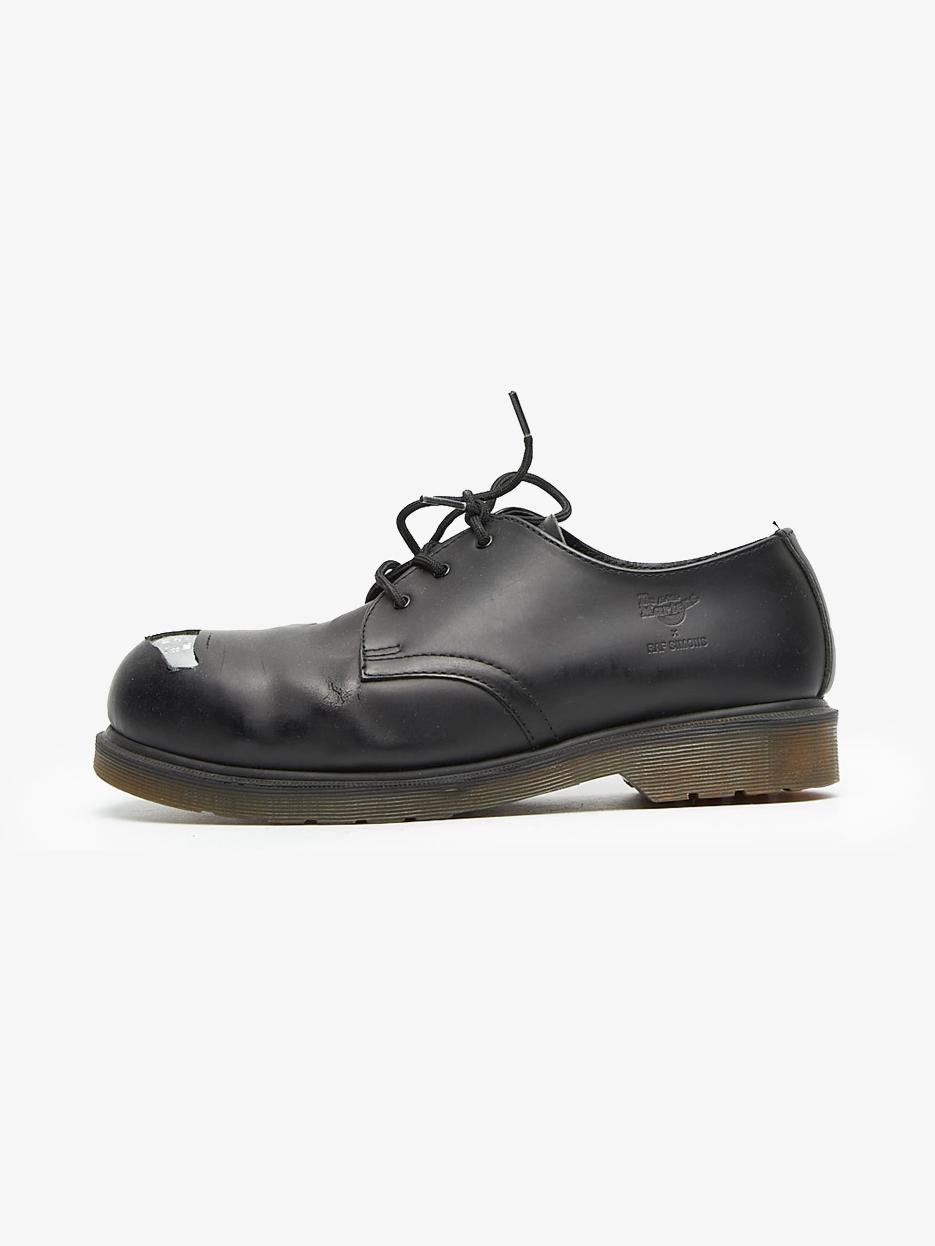 Raf Simons Black Metal Toe Leather Derby Shoes