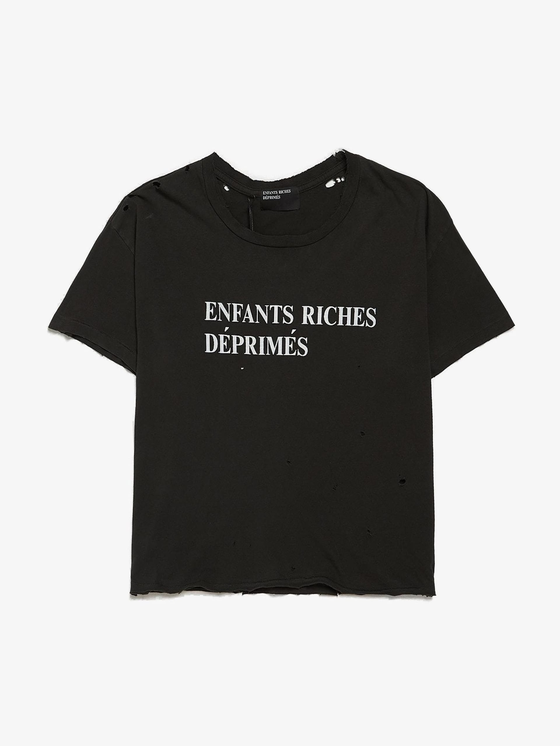 Enfants Riches Deprimes Black Washed Distressed Classic Logo T-shirt