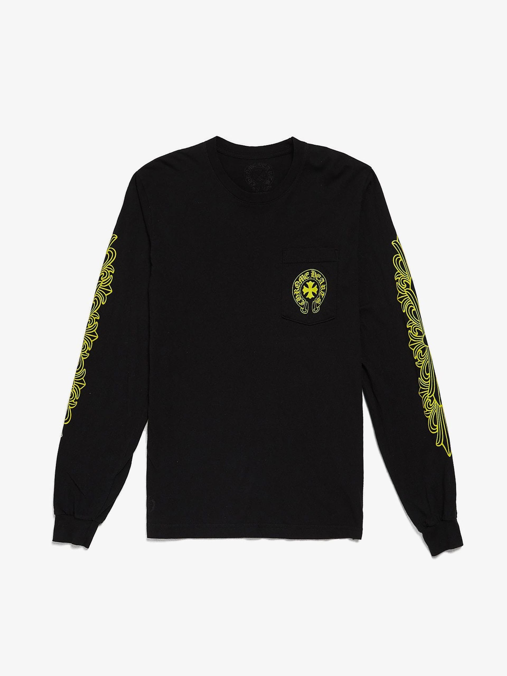 black and yellow long sleeve shirt