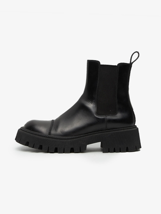 Balenciaga Black Leather Tractor Boots High