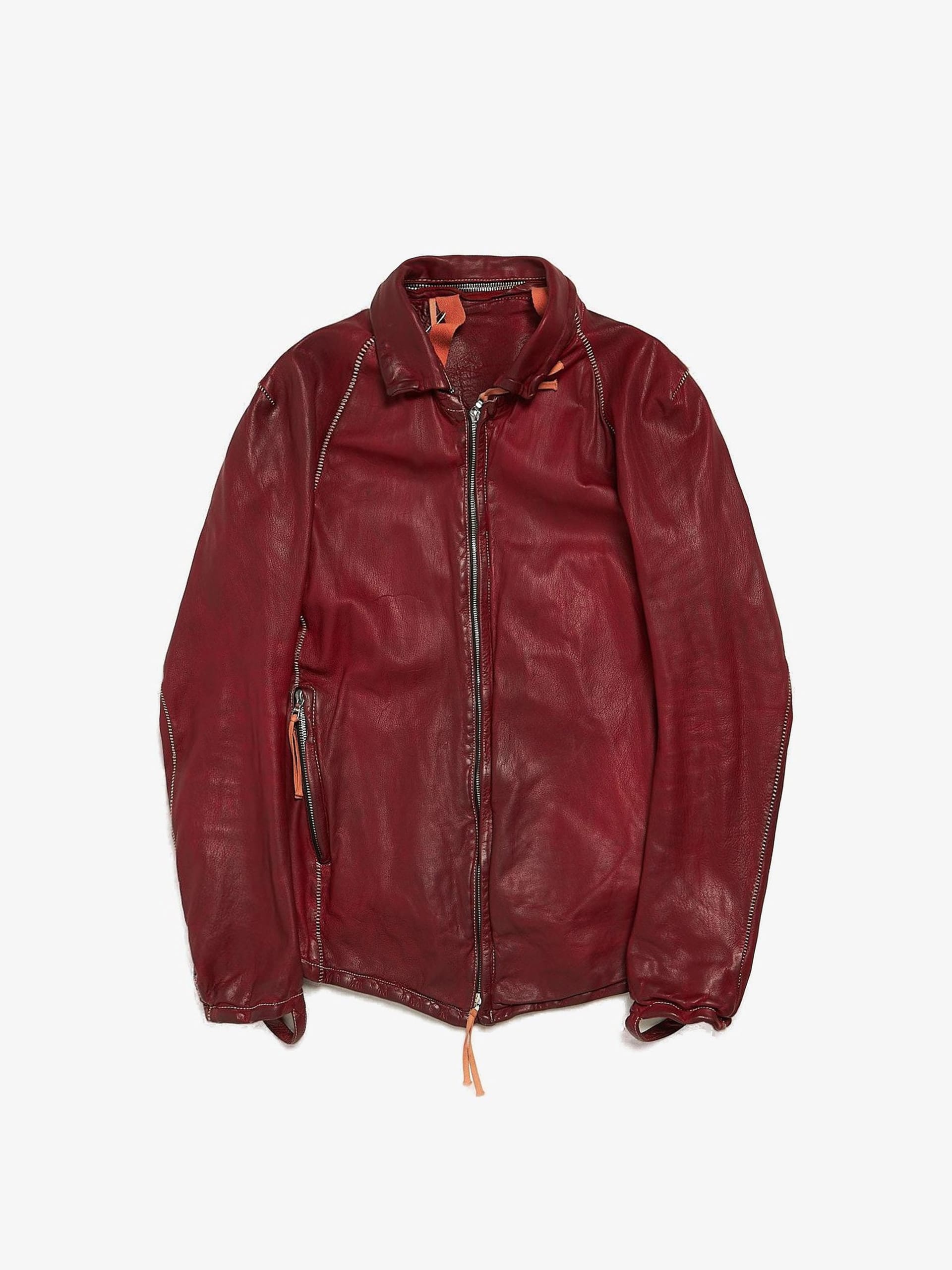 Boris Bidjan Saberi Red Zipped Leather Jacket Boris Bidjan Saberi Red Zipped Leather Jacket