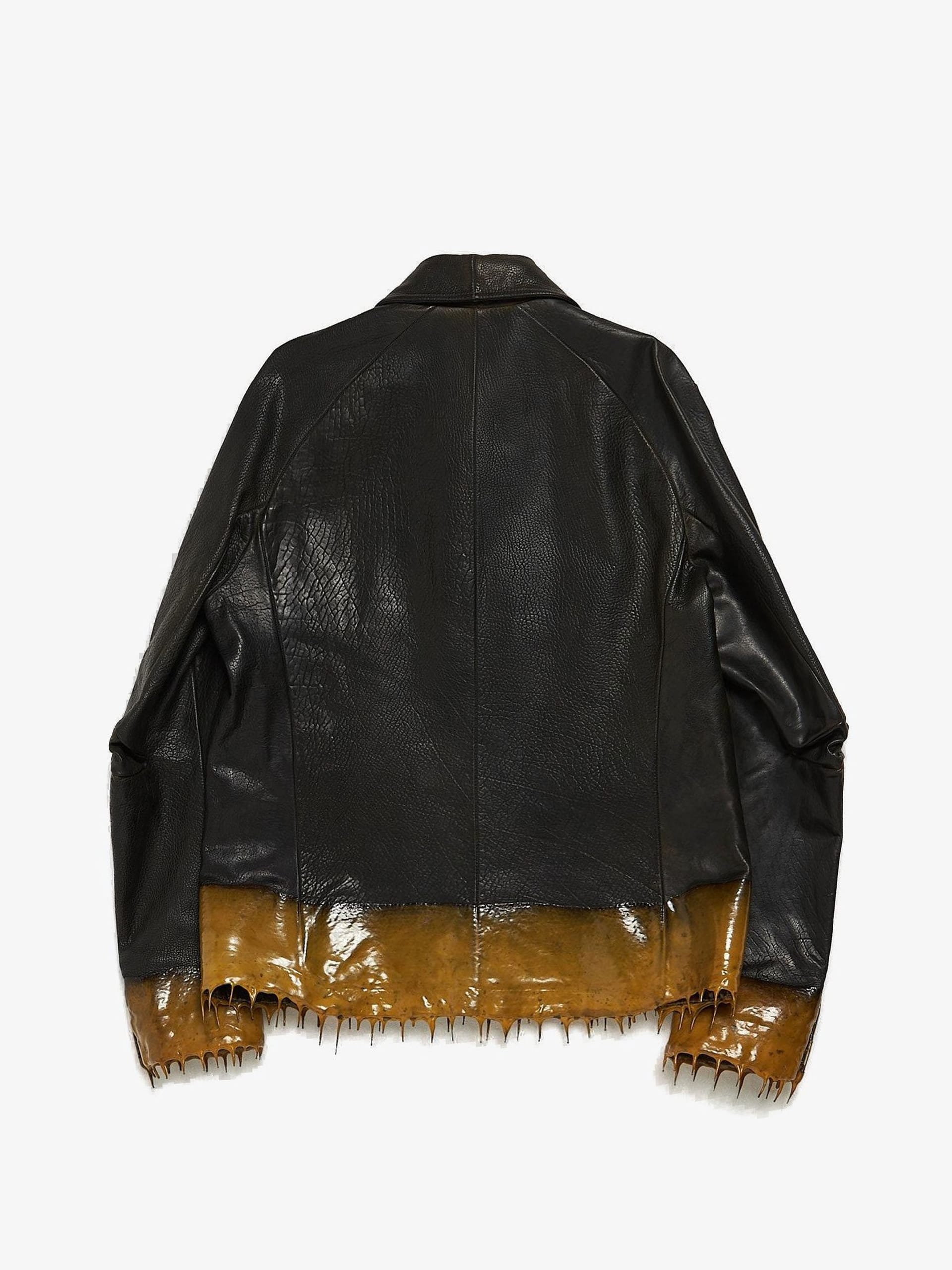 ジャケット・アウター Carol Christian Poell Jacket Carol Christian Poell Black Rubber Drip Bizon Leather Zipped