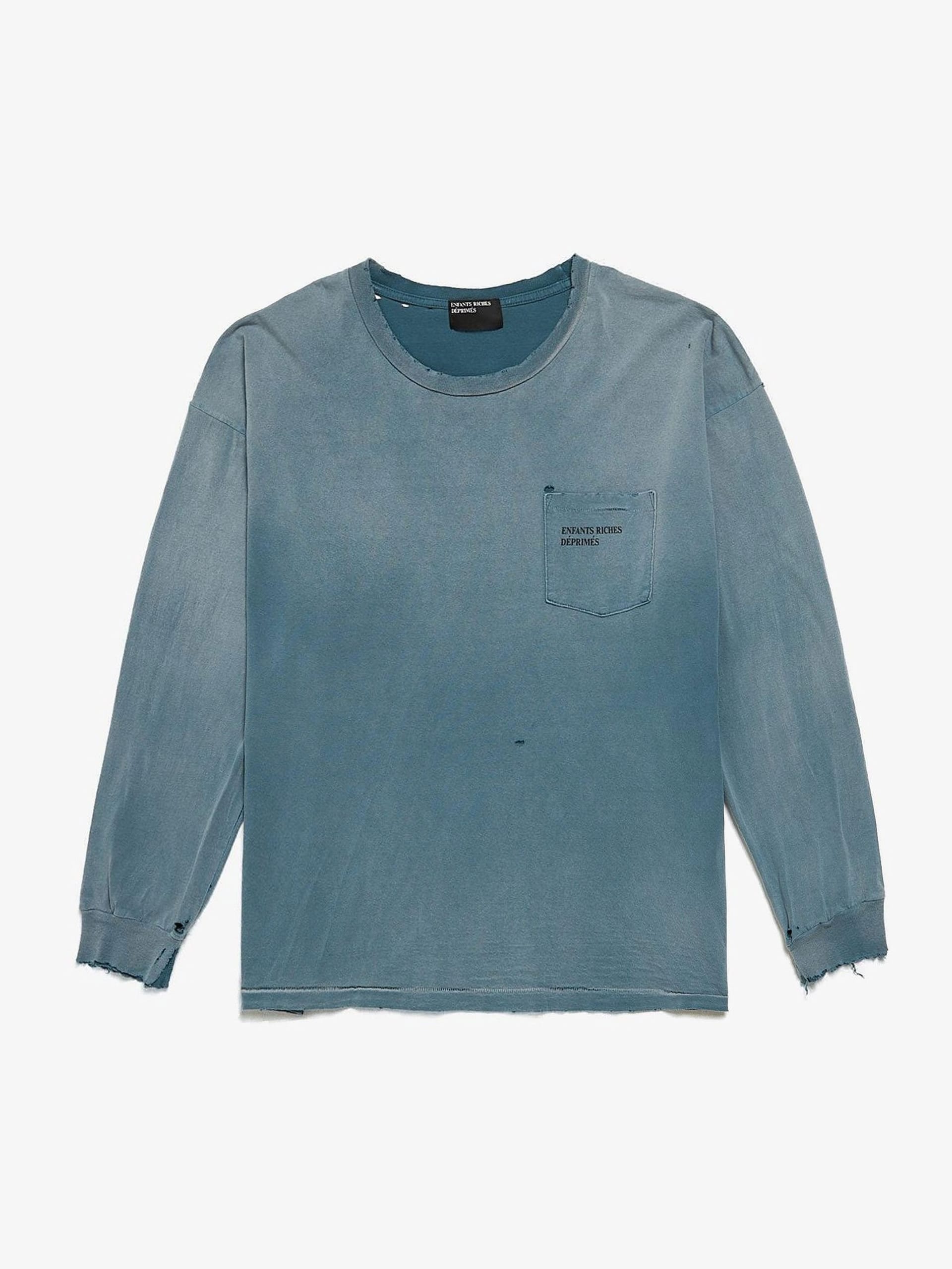 確実正規品enfants riches deprimes long sleeve Enfants Riches Deprimes Blue Washed Distressed Pocket