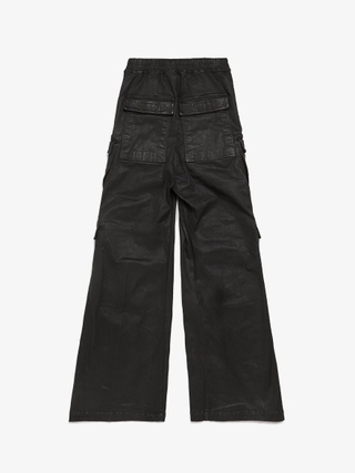 Rick Owens Drkshdw Black Waxed Double Cargo Jumbo Belas Cotton Pants