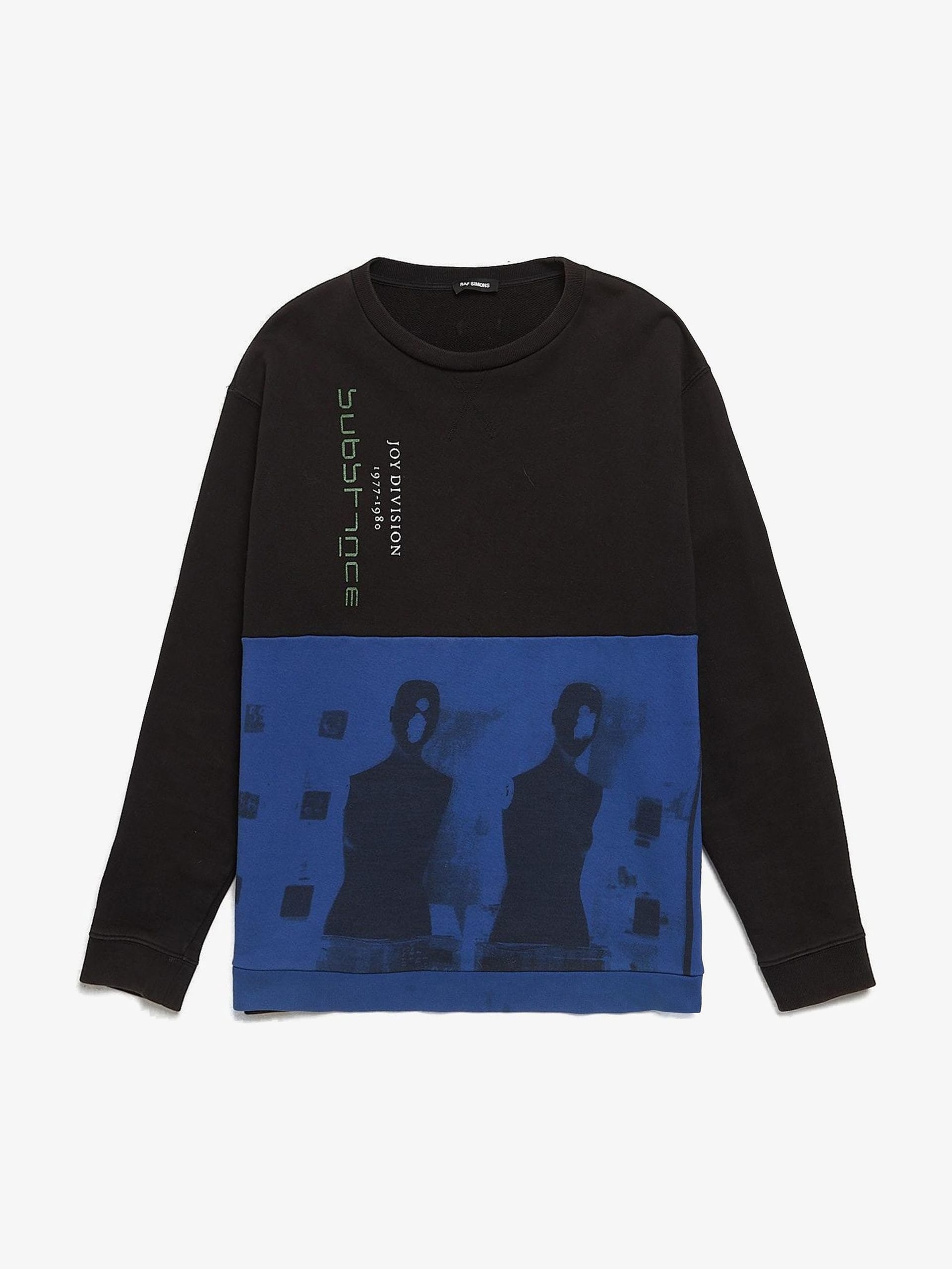 Raf Simons Black Blue Joy Division Logo Printed Cotton Sweatshirt