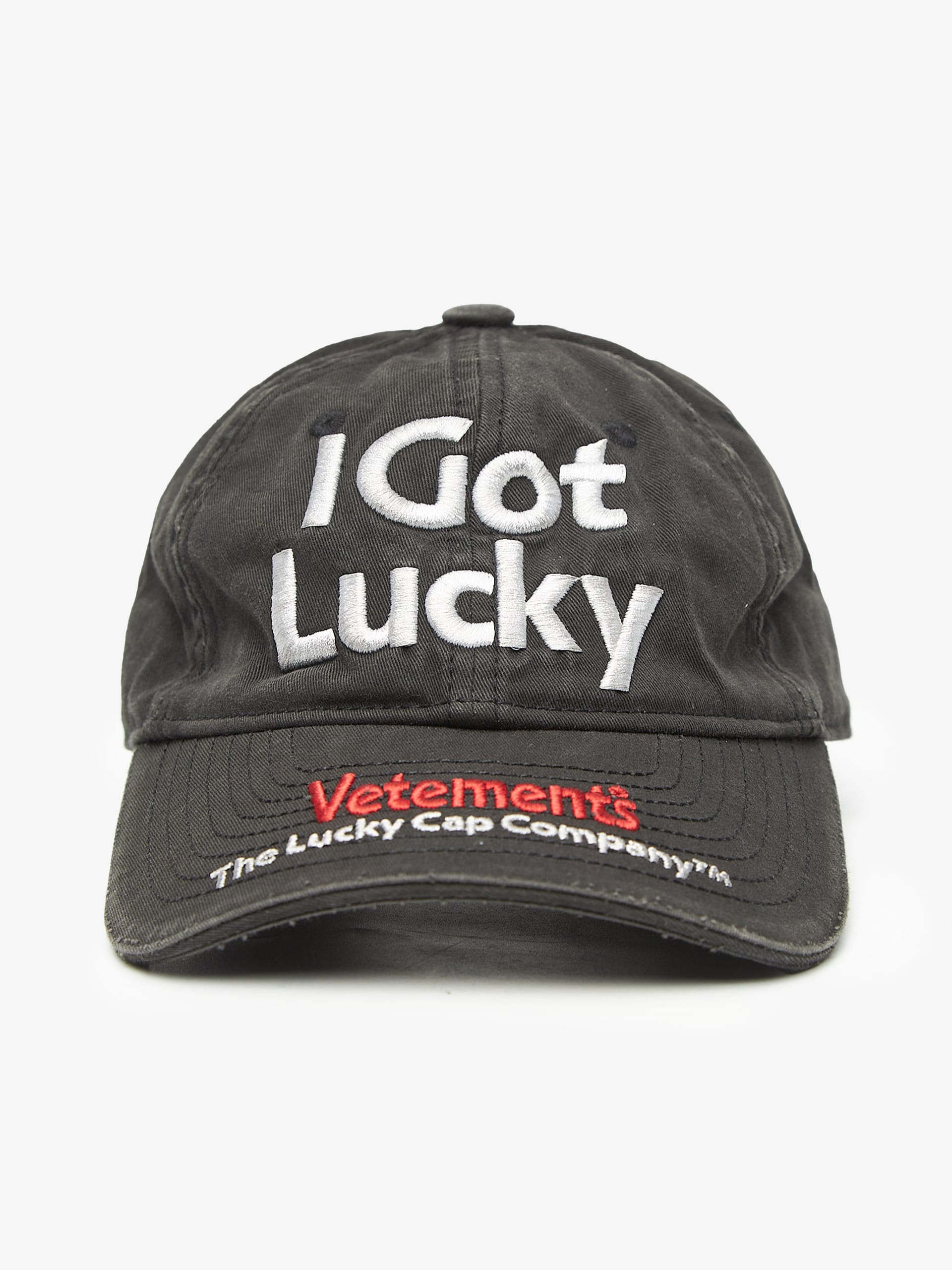 Vetements Black I Got Lucky Embroidered Cotton Cap