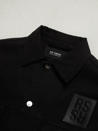 Raf Simons Black Red Solemn-x Logo Printed Oversized Cotton Denim