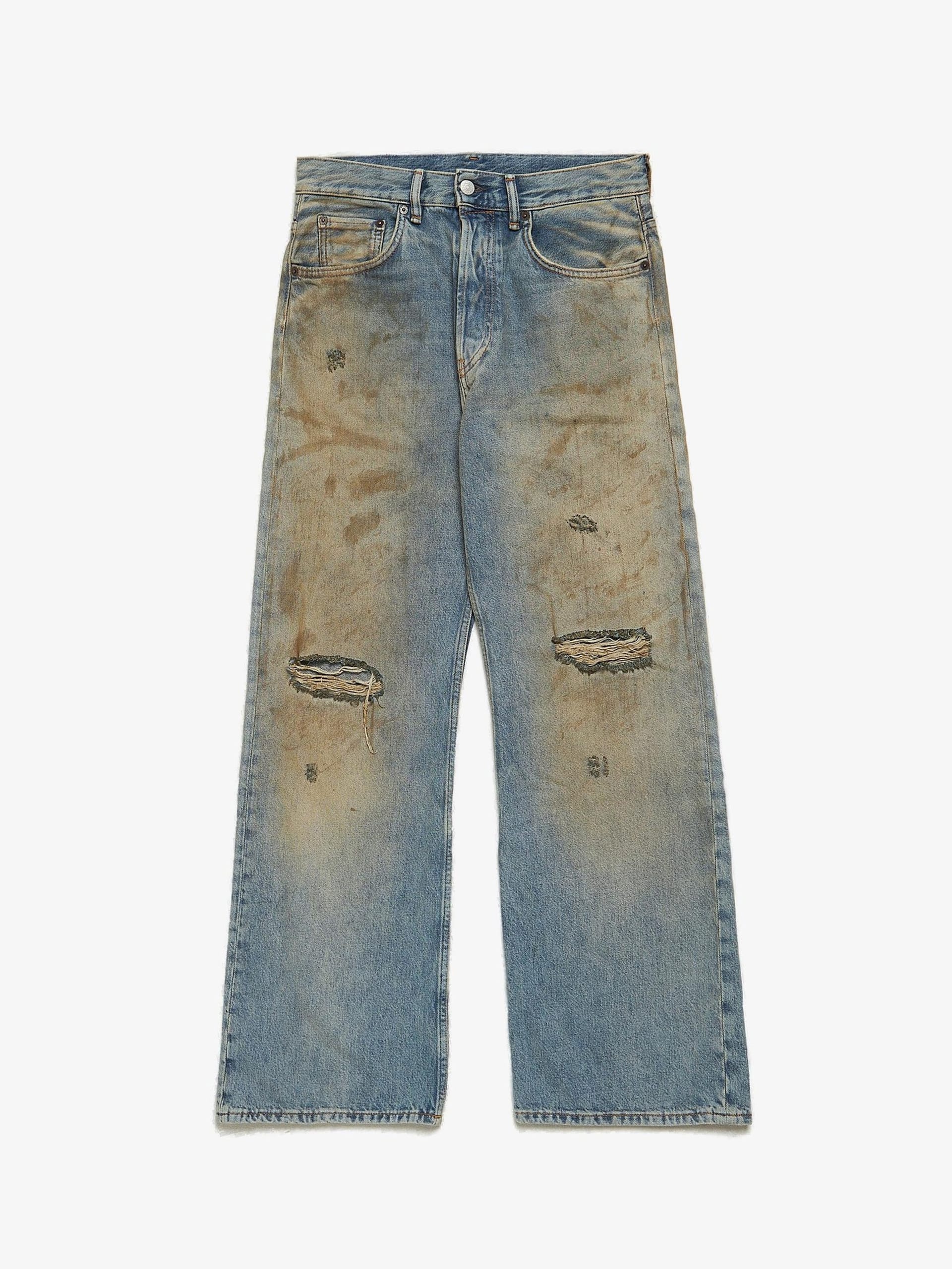 Acne Studios Blue Denim Distresed Dirty Cotton Jeans