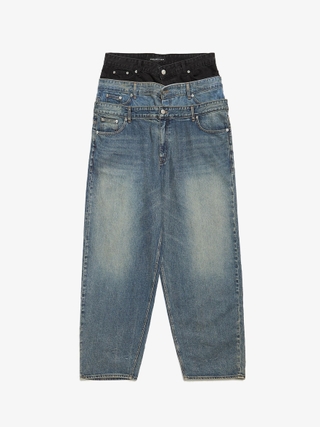 Project GR Black Blue Triple Layered Cotton Baggy Jeans