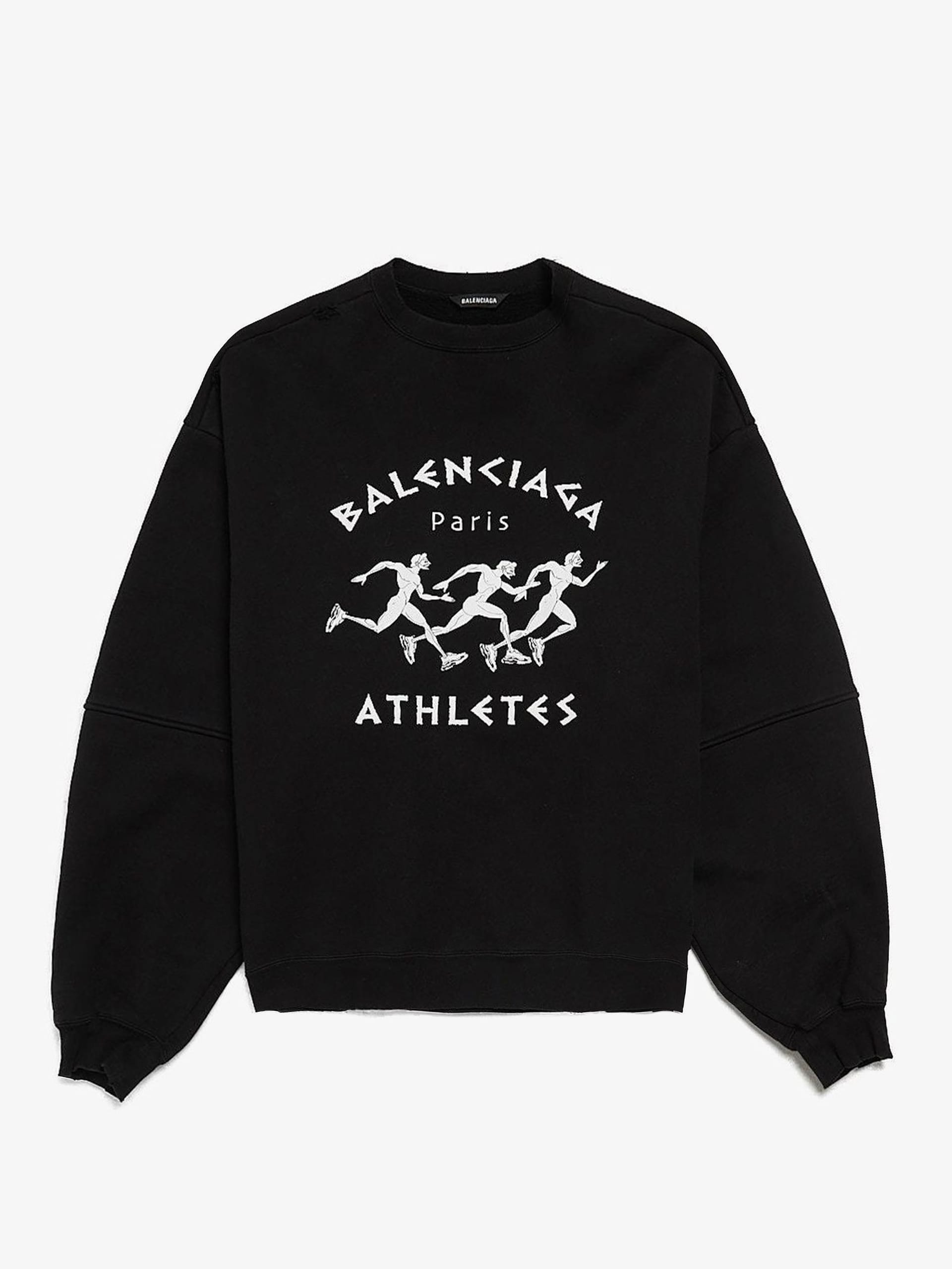 Balenciaga Black Oversized Athletes Logo Printed Cotton Sweatshirt