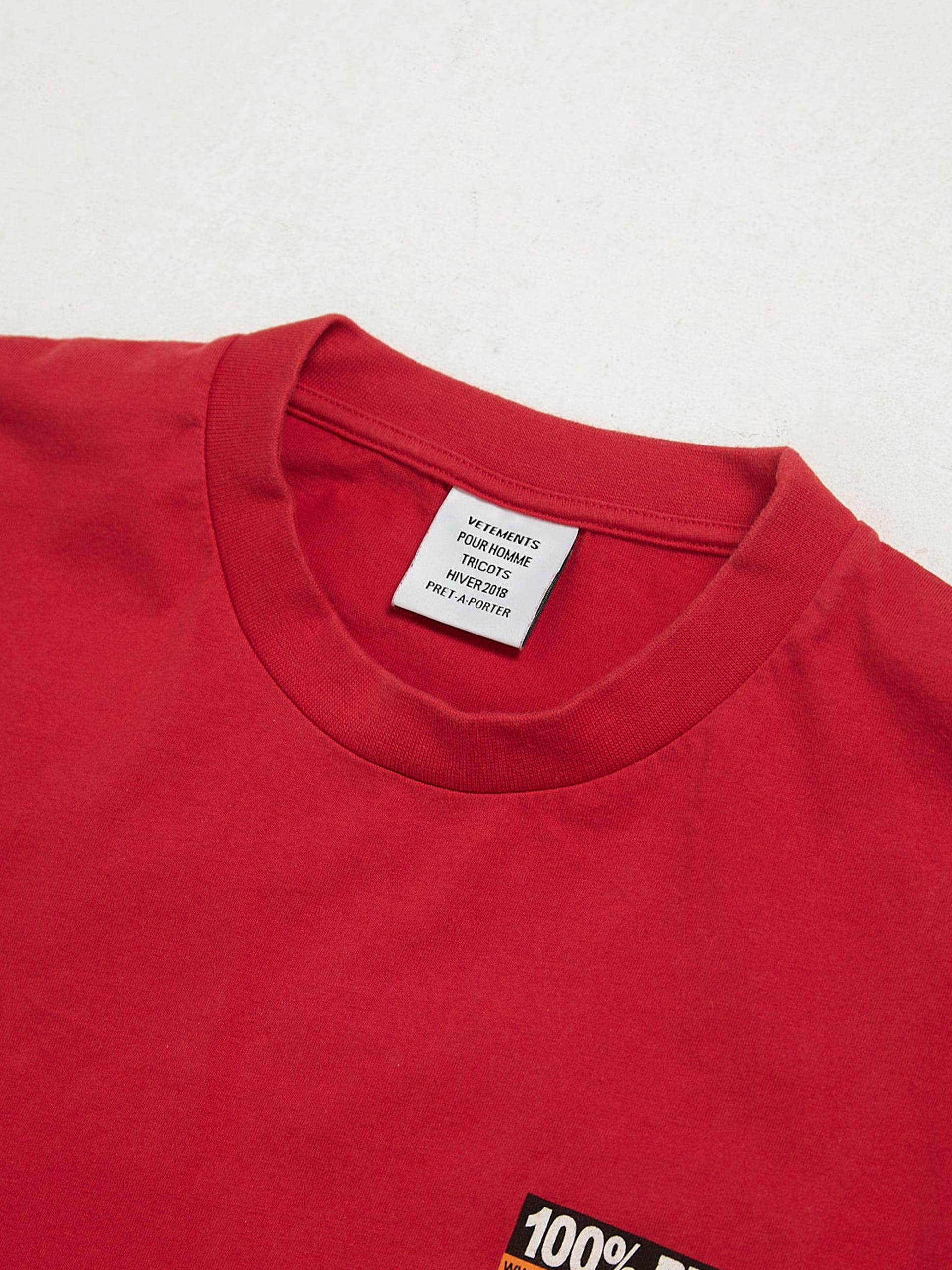 Vetements Red 100% Pro Logo Printed Cotton T-shirt