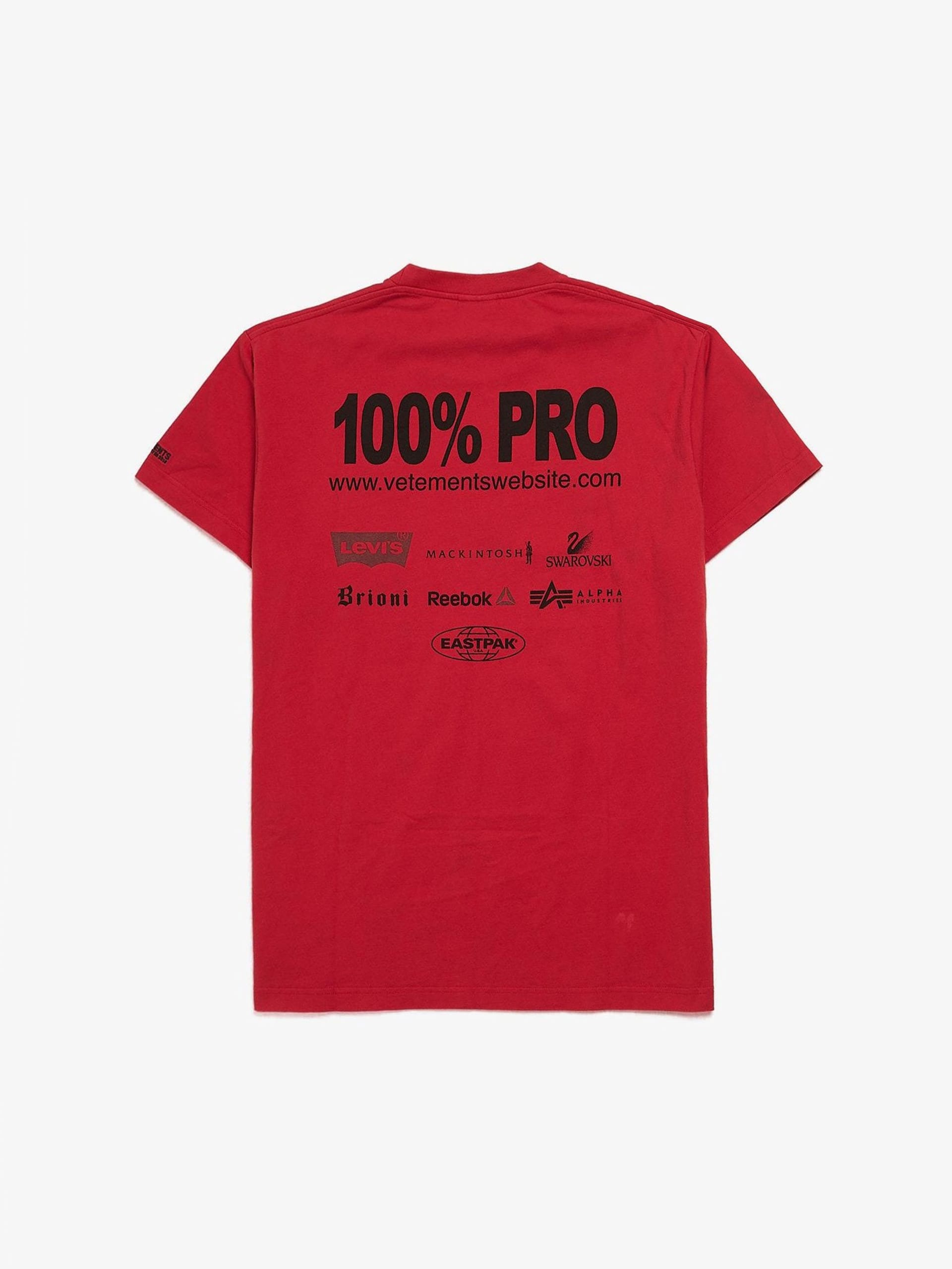 Vetements Red 100% Pro Logo Printed Cotton T-shirt